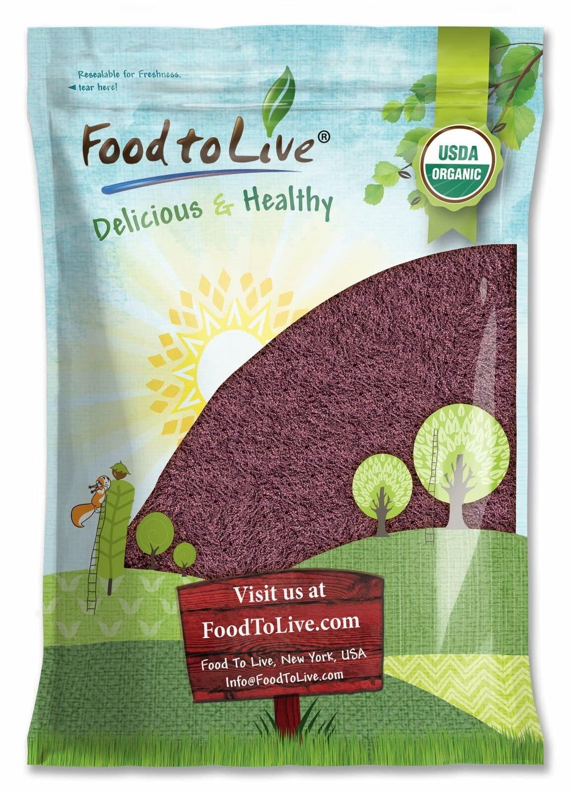 Food to Live Organic Freeze-Dried Acai Berry Powder, 8 Pounds - Non-GMO, Kosher, Raw, Vegan, Unsweetened, Unsulfured, Bulk