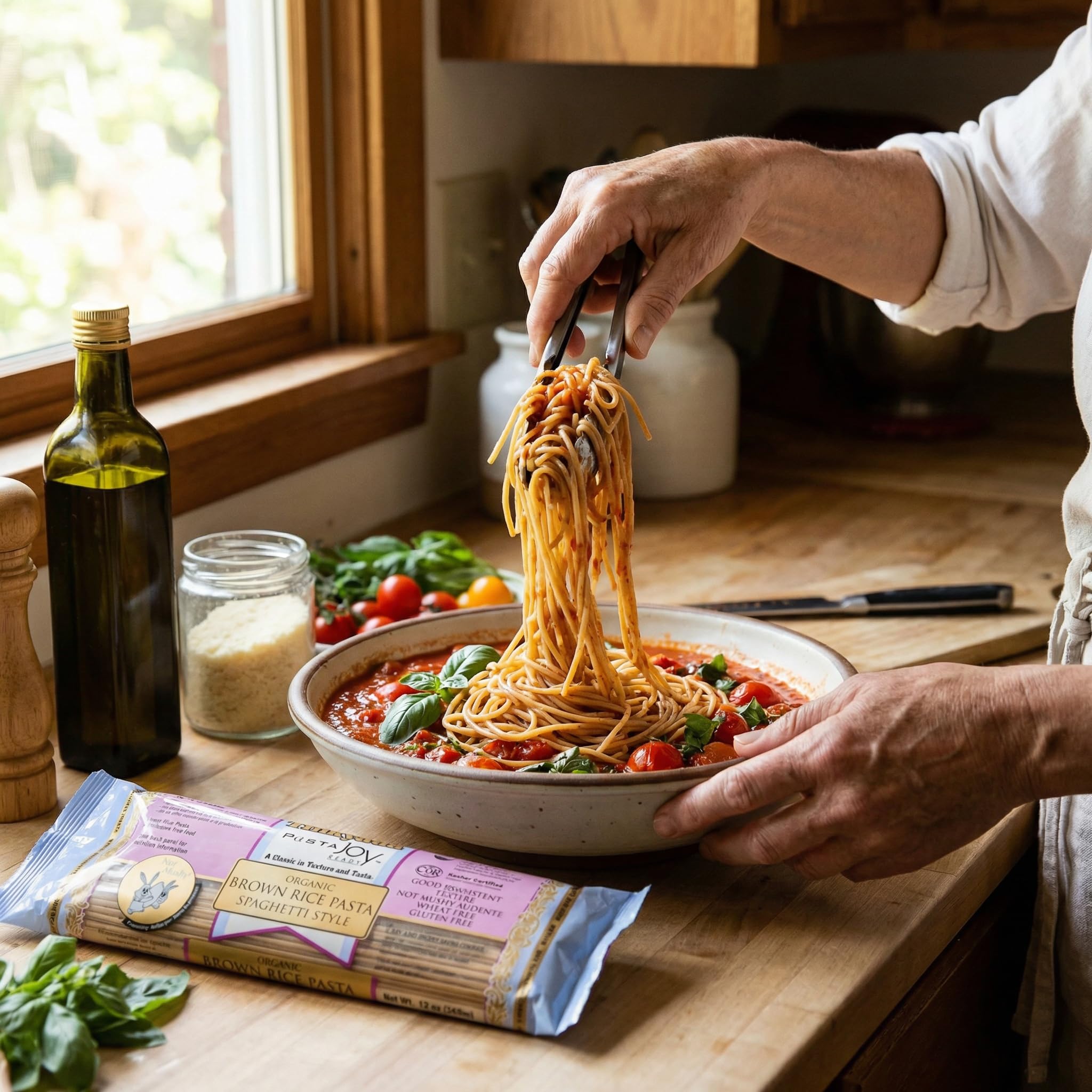 Brown Rice Spaghetti 12 oz - Organic Pasta for Salad and Pantry Staples - Rice Noodle Alternative - Dry Spaghetti for Everyday Cooking