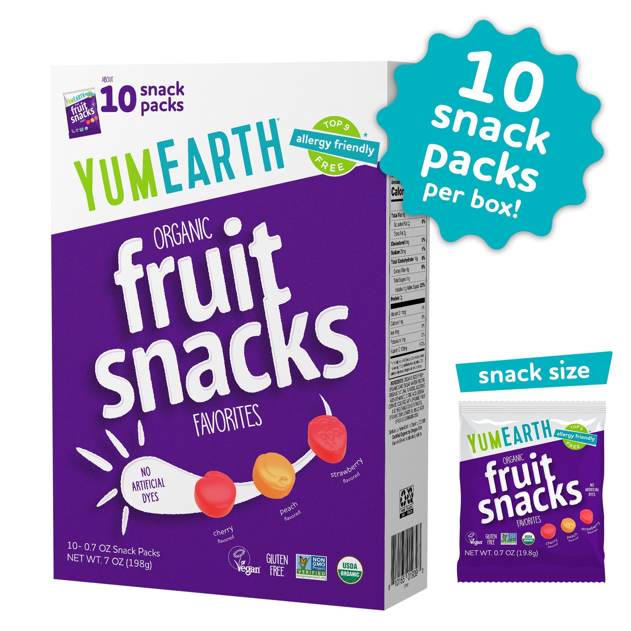 YumEarth Organic Fruit Snacks Box, 0.7 Ounce (Pack of 10)
