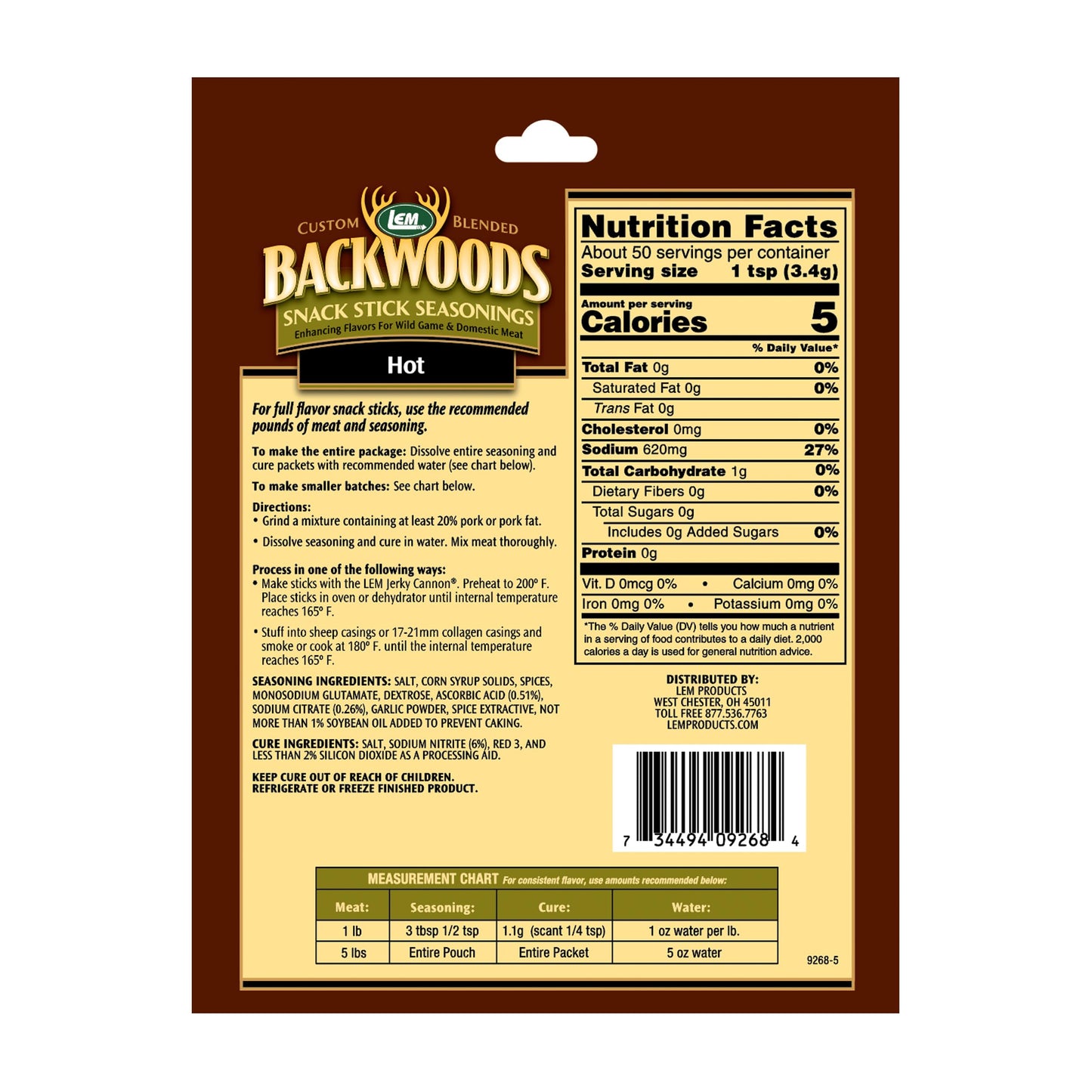 Backwoods Hot Stick Seasoning with Cure Packet