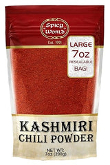 Spicy World Kashmiri Chili Powder Red 7 Ounce Resealable bag | All Natural Low Heat, Chili Powder - Red Pepper Powder