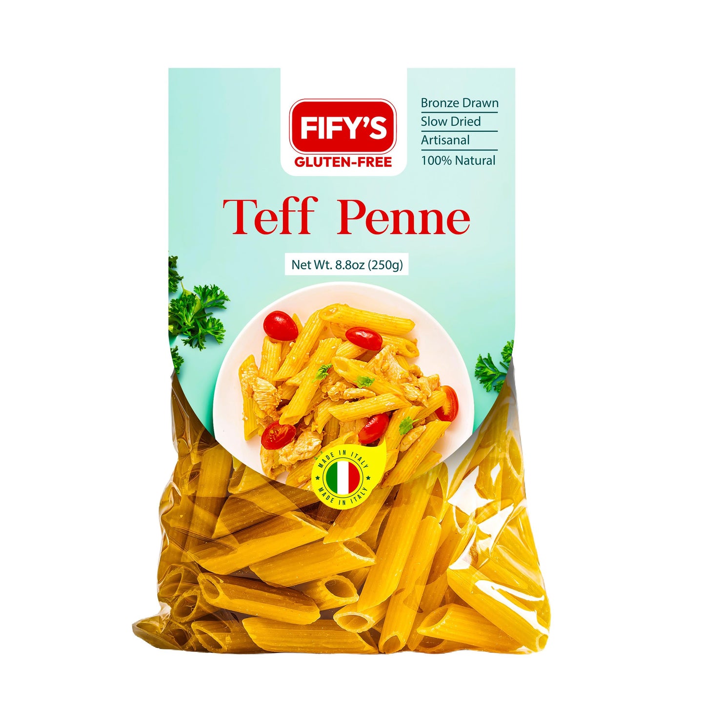 FIFY'S GLUTEN-FREE Teff Penne Pasta - All Natural, Nutrient-Rich Gluten Free Pasta with Ancient Grain Teff and Rice Flour - Made in Italy