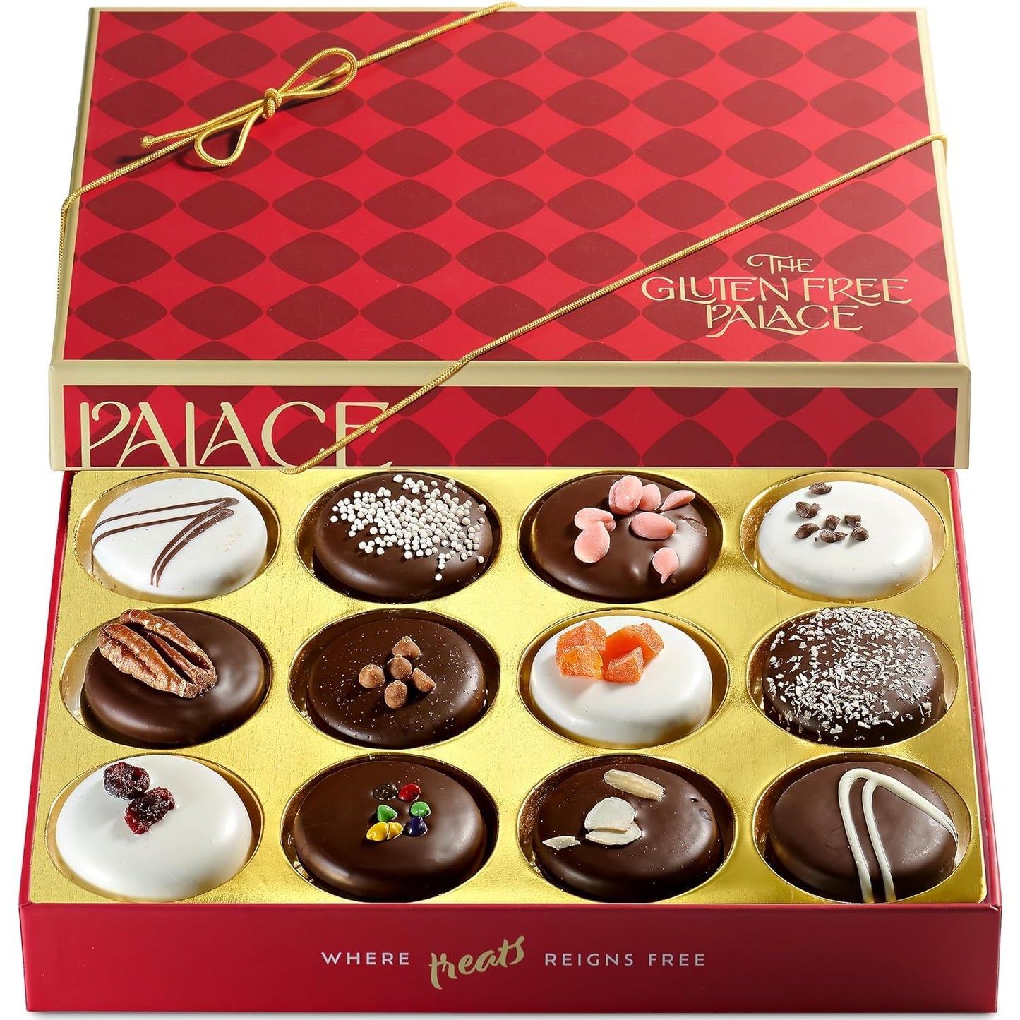 Gluten Free Palace Cookie Gift Basket - Vegan Gluten Free Father's Day Chocolate Covered Cookies - Gourmet Sweet Treat Cookie Gift Box for Graduation