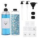 Lou & Rae Laundry Detergent Dispenser Set w/ 8 Waterproof Labels - 2 Pack 32oz PET Plastic Fabric Softener Dispenser - Liquid Laundry Detergent
