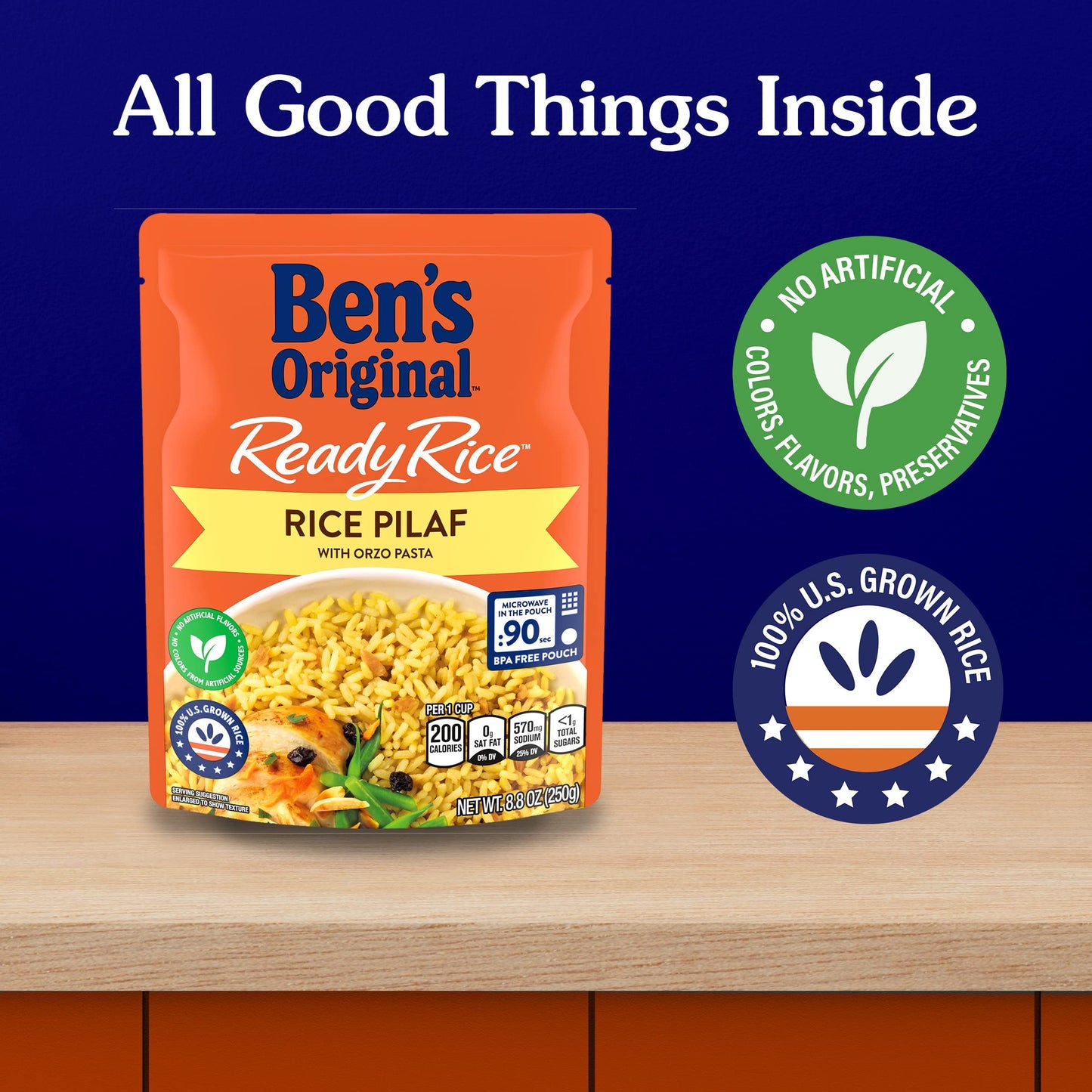 BEN'S ORIGINAL Ready Rice Pouch Rice Pilaf, 8.8 oz. (6 Pack)