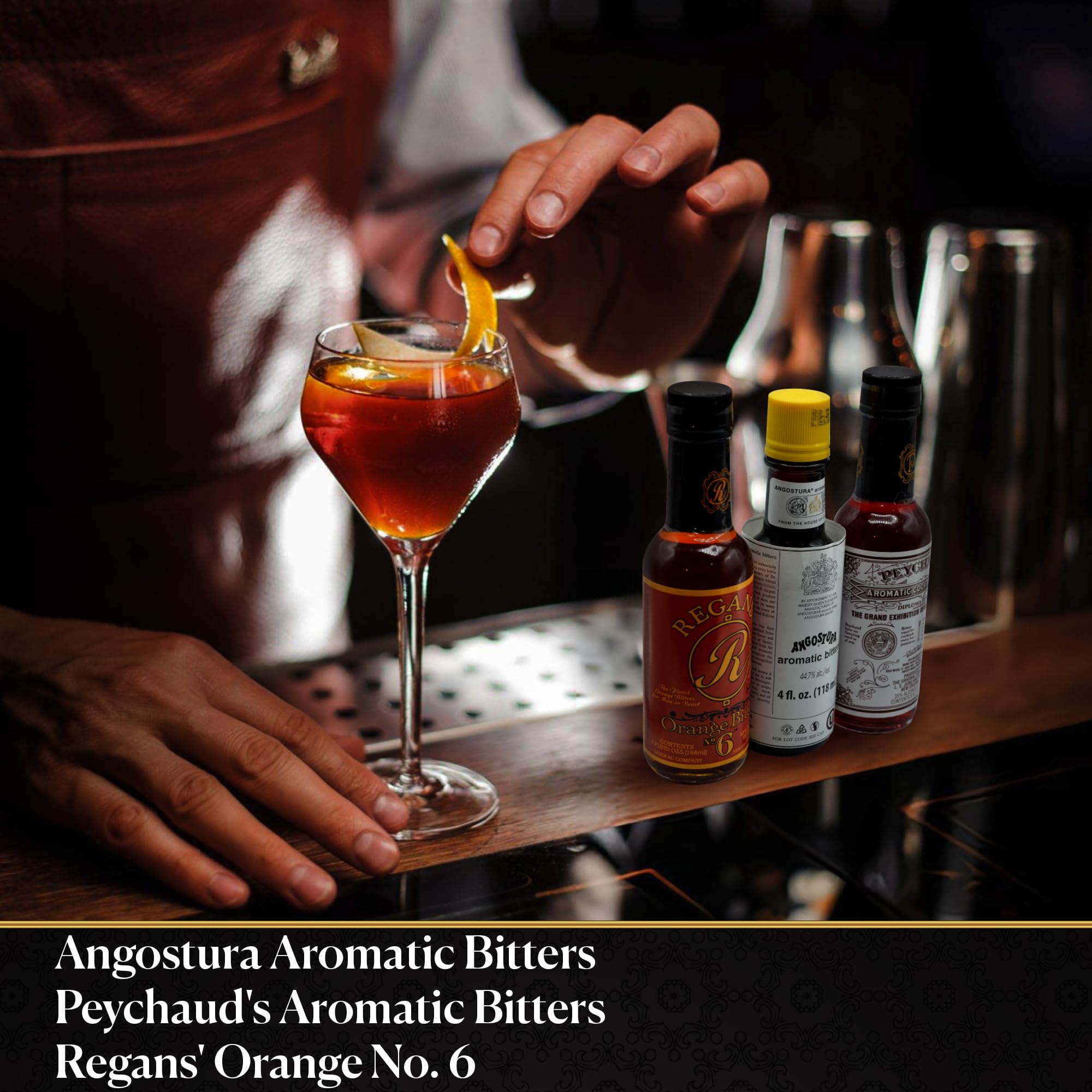 Bitters Triple Play Cocktail Bitters for Old Fashioned Cocktails Gift Set-Angostura Aromatic 4oz, Peychauds Aromatic 5oz, Regans Orange No 6 5oz (Pack