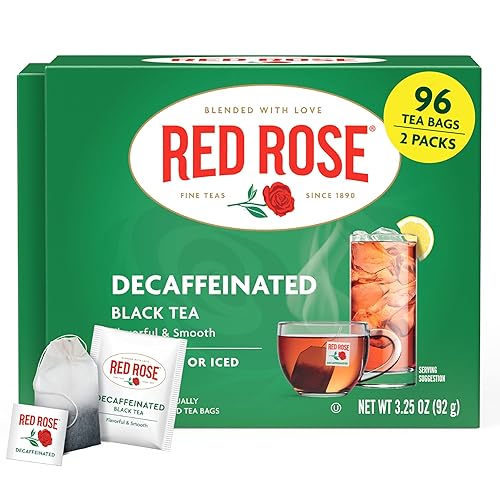 Red Rose Naturally Decaffeinated Tea 48-Count Boxes (Pack of 2)