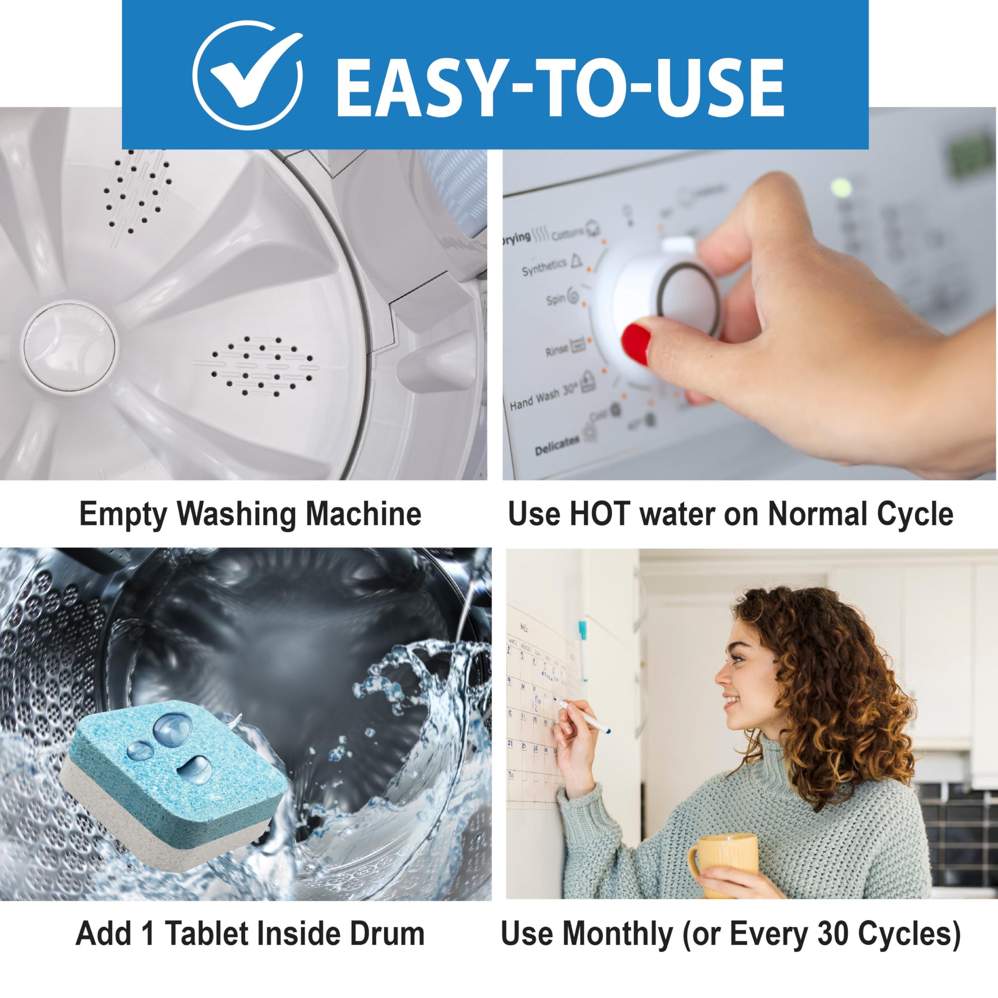 SANI 360° Washing Machine Cleaning tablets, 12 pack is Formulated with Enzyme, Deep Cleans and Deodorizes Front and Top Loading Washers use up