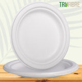 TruFibre 7" Paper Plates, Compostable Bagasse Food Container, Disposable, Microwave Safe for Lunch, Dinner, Party, Supplies, Events, Bulk, 125 Pack
