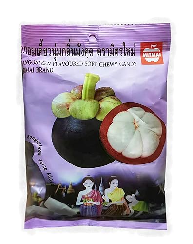 MANGOSTEEN FLAVOURED Soft Chewy Candy MANGOSTEEN juice added 110 G. // Ship By Benjawan Shop
