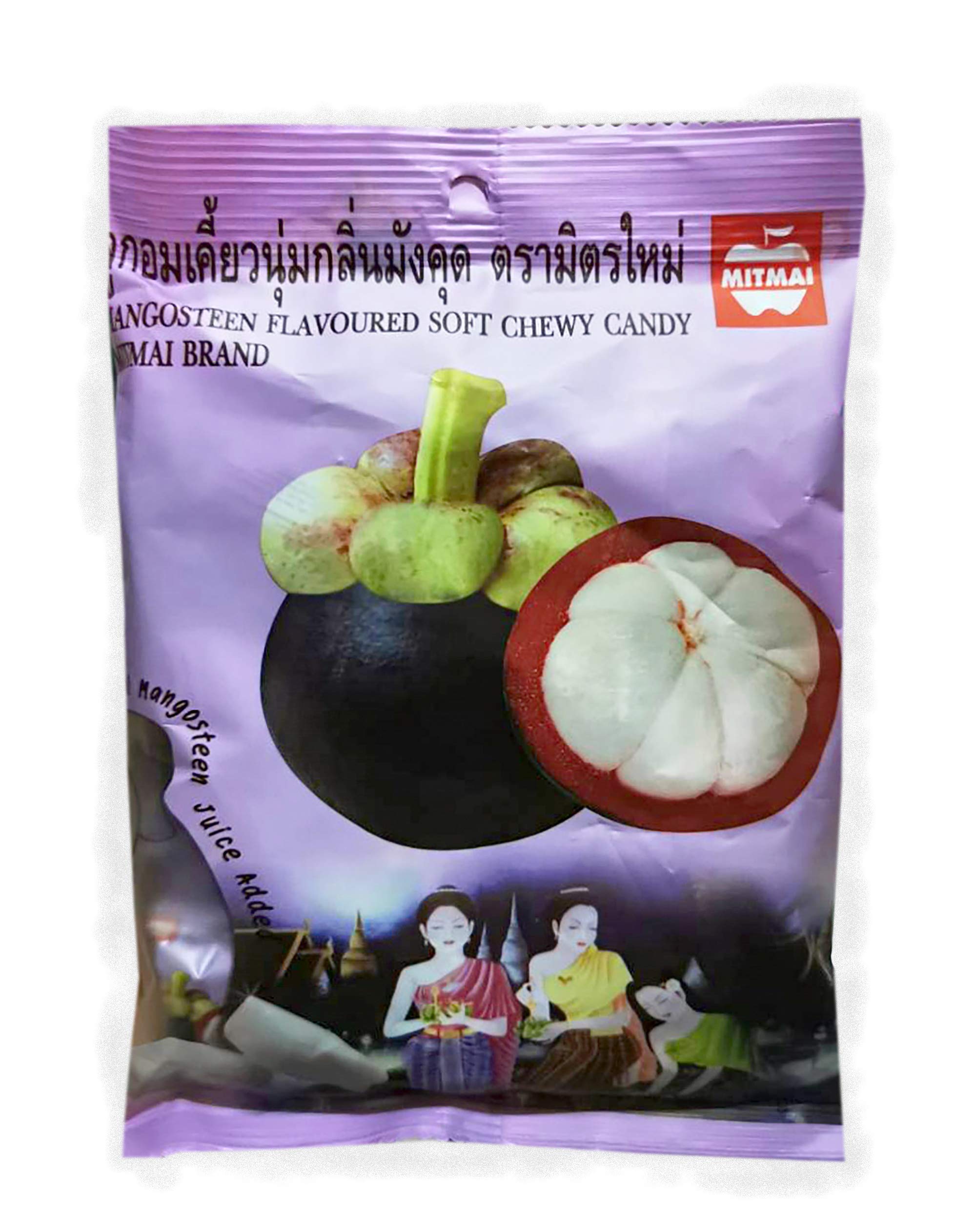 MANGOSTEEN FLAVOURED Soft Chewy Candy MANGOSTEEN juice added 110 G. // Ship By Benjawan Shop