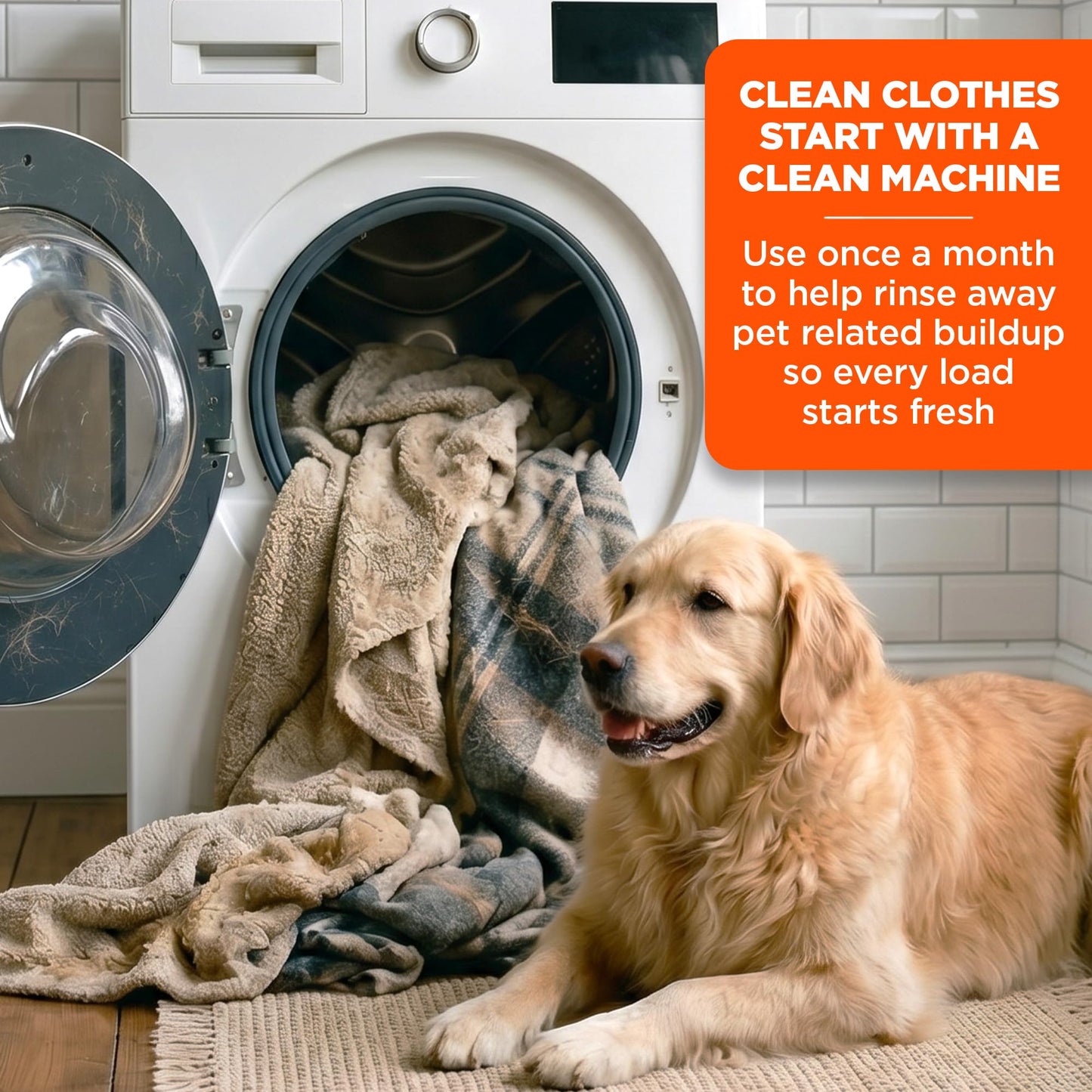 Tide Pet Washing Machine Cleaner 52 Week Supply with Oxi for Front and Top Loader Washer Machines, Deep Cleaning Residue & Odor Eliminator, 12 Month
