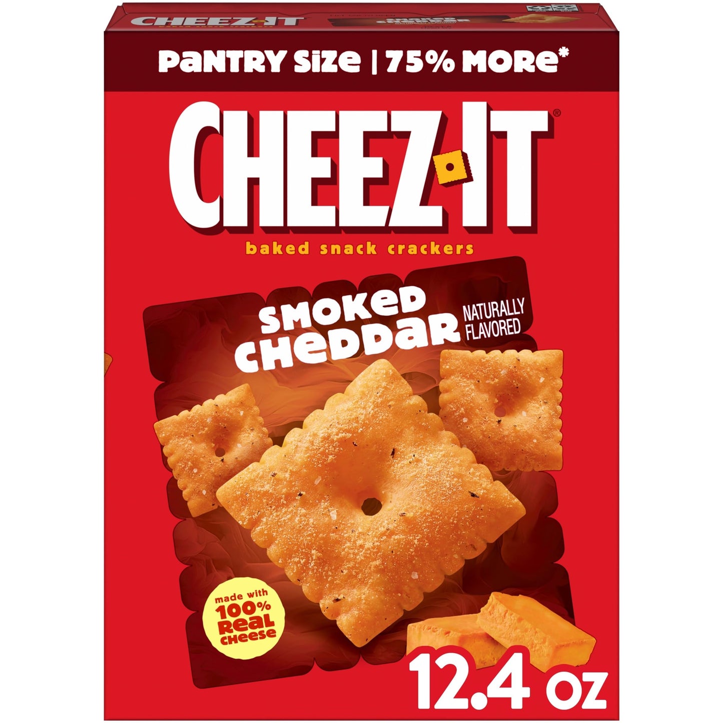 Cheez-It Baked Snack Crackers, Lunch Snacks, Smoked Cheddar, 12.4oz Box (1 Box)