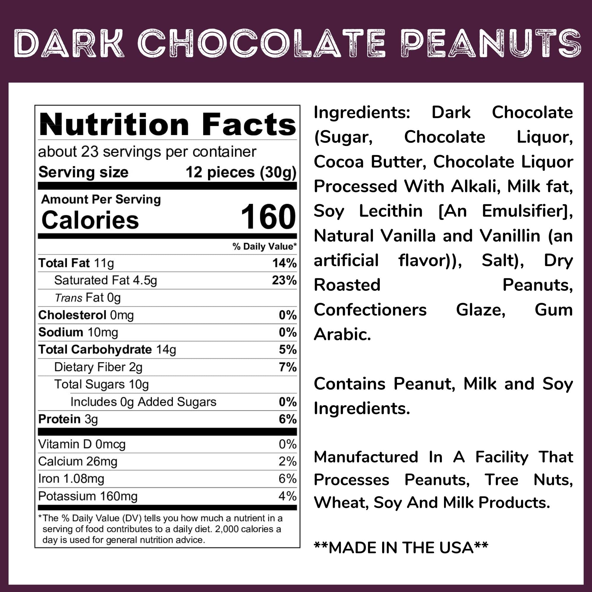 Chocolate Covered Peanuts - 1.25 Lb Tub (Dark Chocolate)