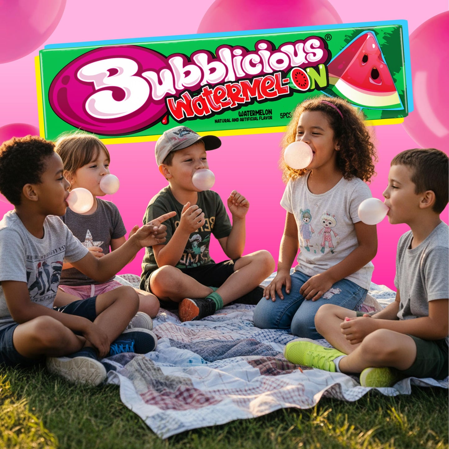 Bubblicious Watermelon Gum, 18 Packs of 5 Pieces (90 Total Pieces)