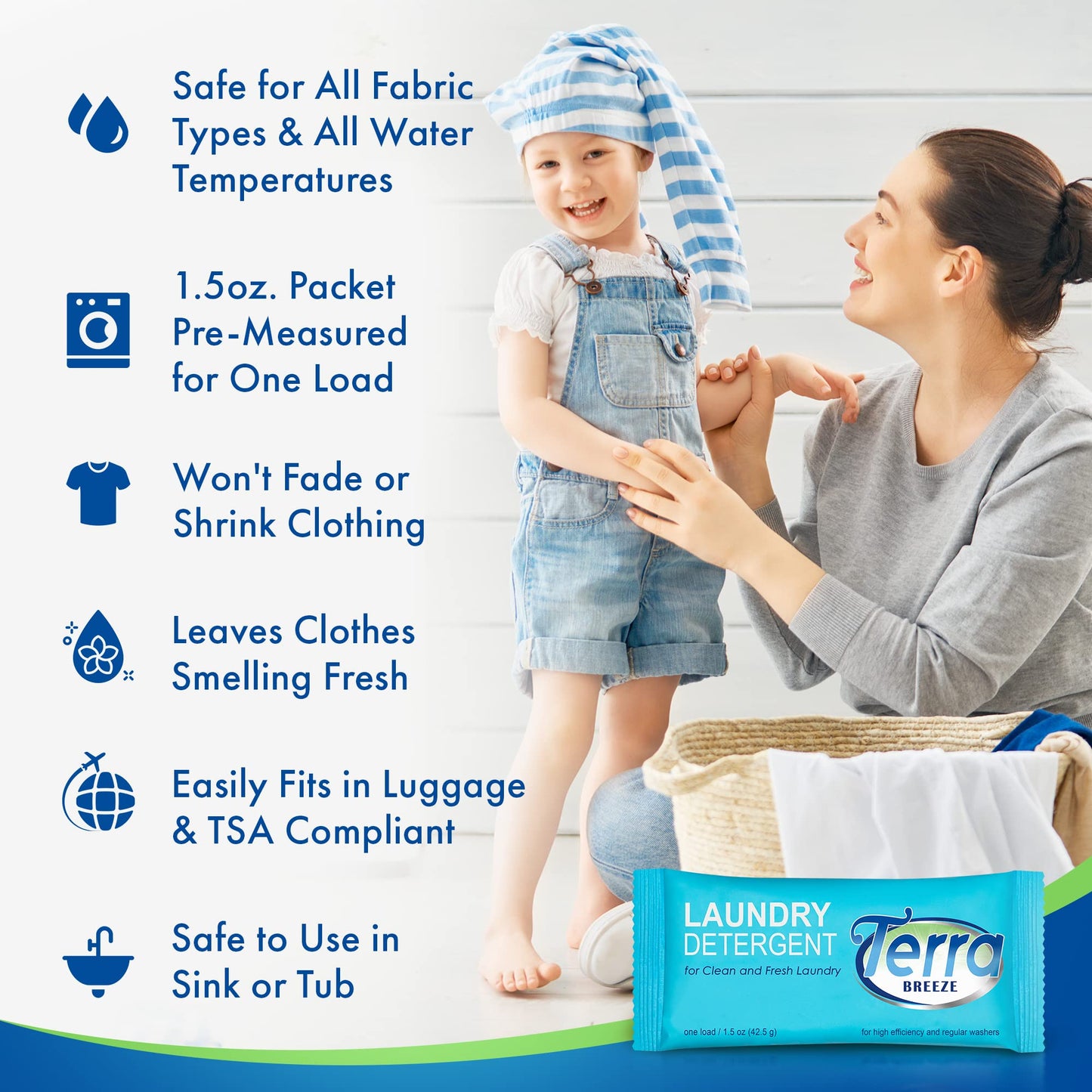 Terra Breeze Laundry Detergent Powder - 1.5 oz Individually Wrapped Packet (Case of 50)