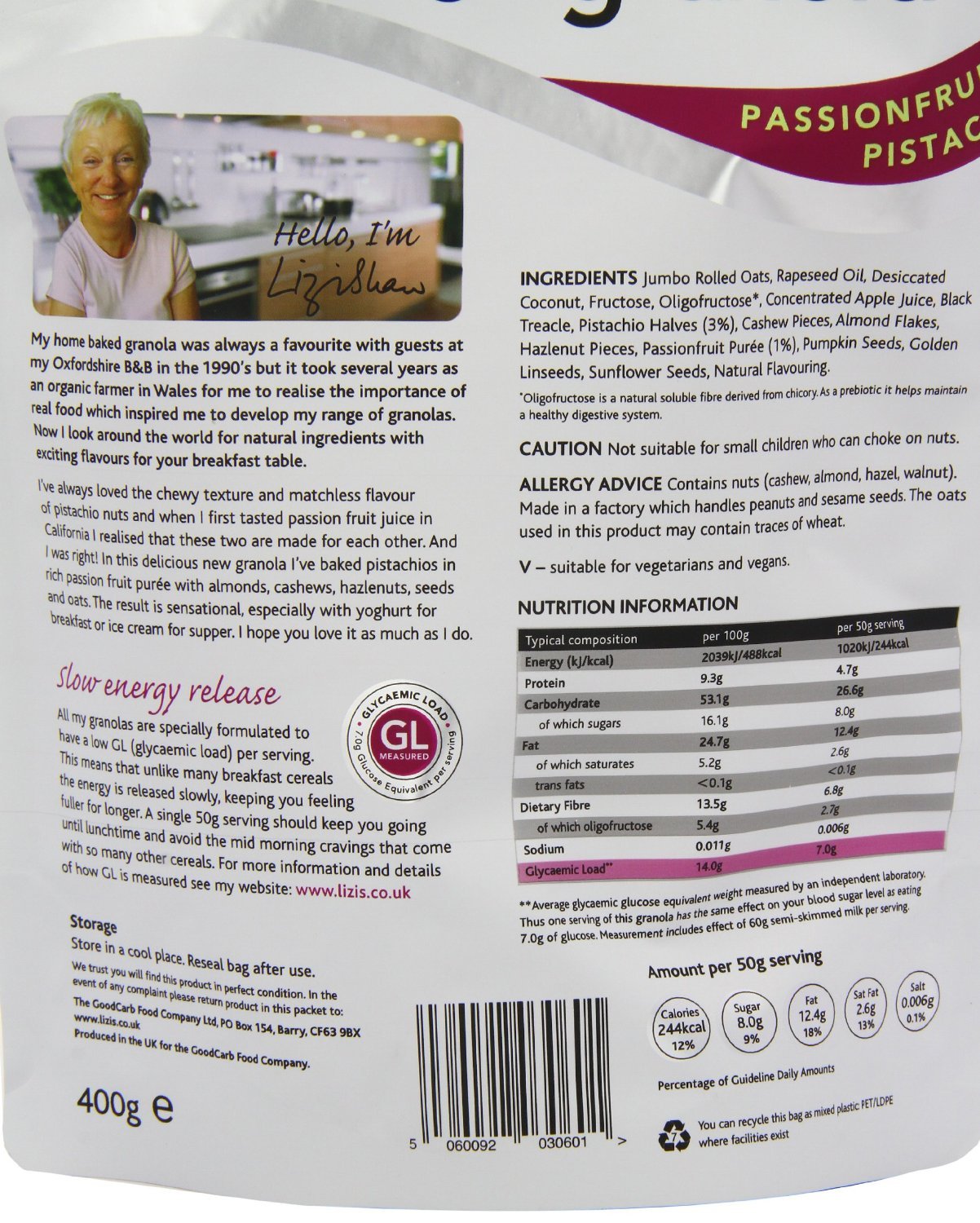 Lizi's Passionfruit Pistachio Granola (400g) - Pack of 2