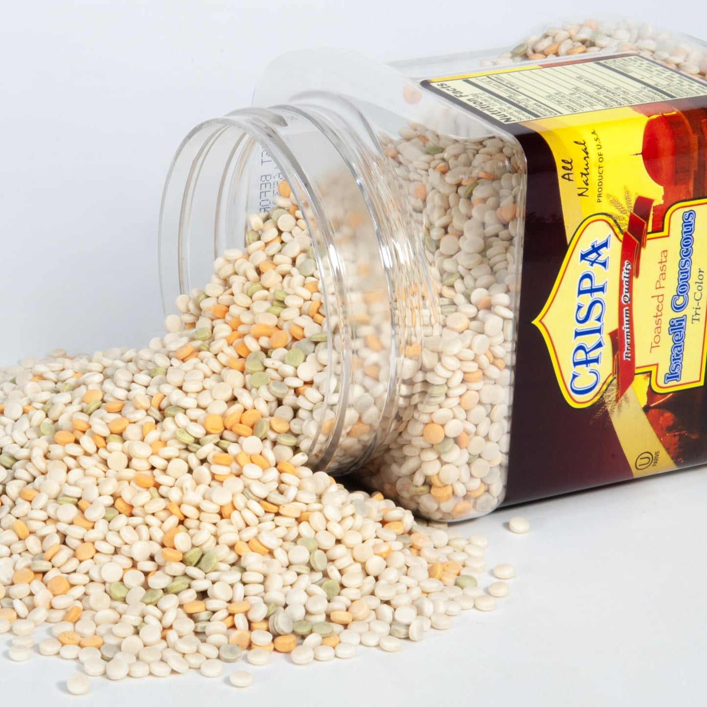 Crispa Premium Quality Tri-Color Israeli Couscous - 21.16 oz (1.3Lb) | Natural Product of Israel | No Cholesterol & 0.5g Total Fat | 143 Amount Per