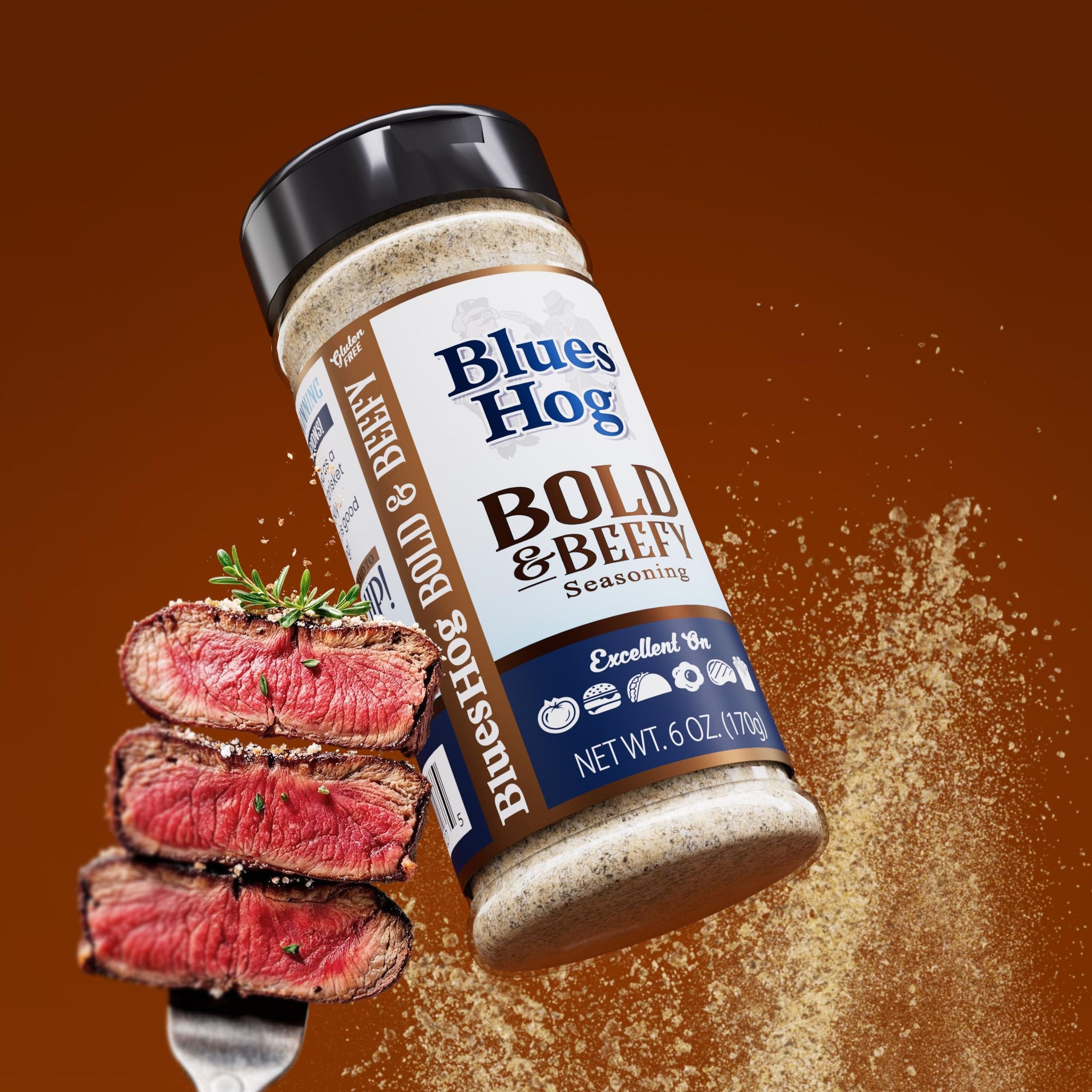 Blues Hog Bold & Beefy Seasoning, Gourmet BBQ Rub for Brisket, Burgers & More, All-Natural, Gluten-Free, Made in the USA, 25 oz