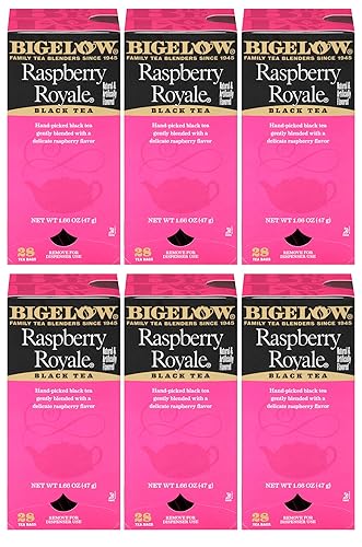 Bigelow Raspberry Royale Tea Bags 28-Count Boxes (Pack of 6) Black Tea Bags All Natural Gluten Free Rich in Antioxidants
