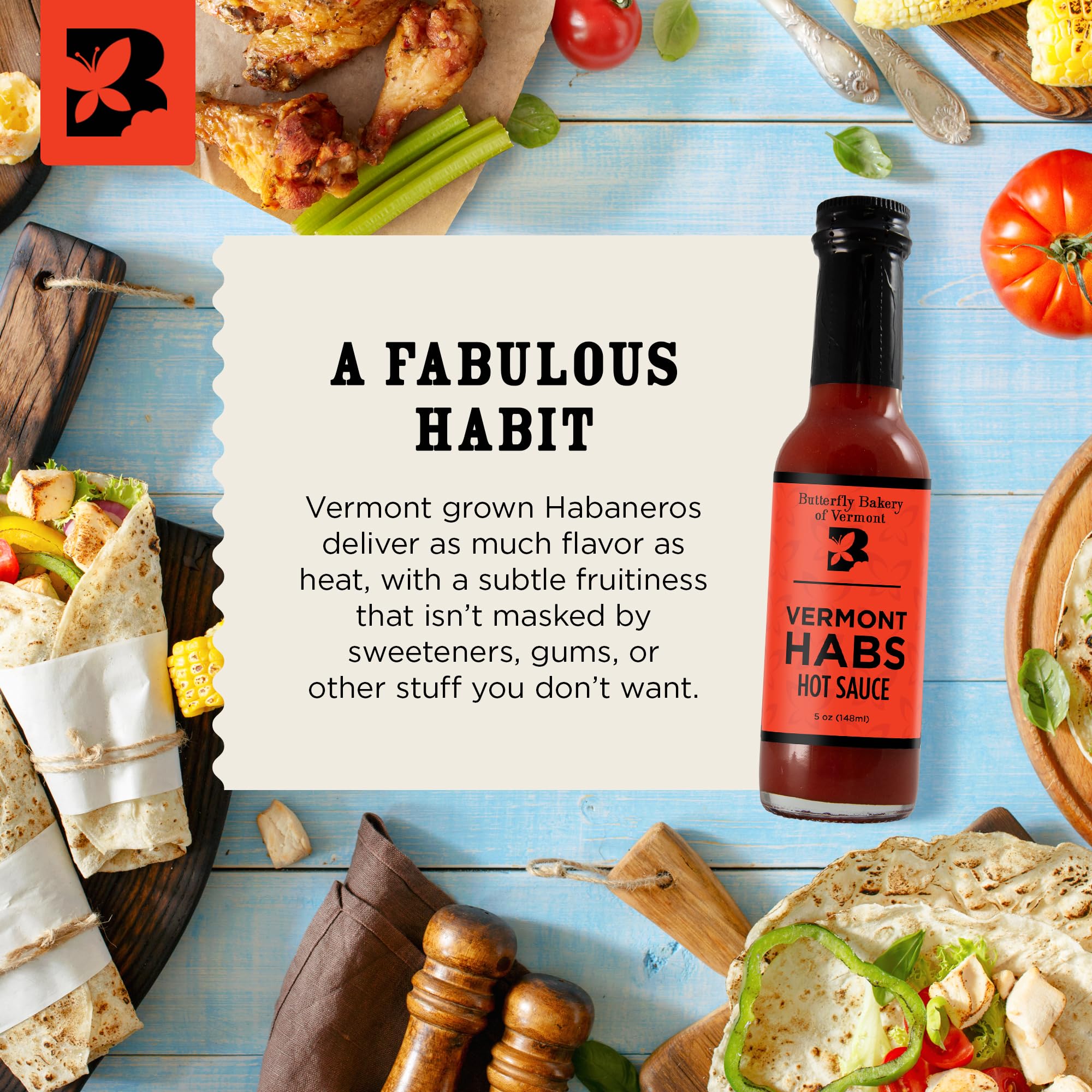 Butterfly Bakery of Vermont Vermont Habs Hot Sauce, 5 fl oz