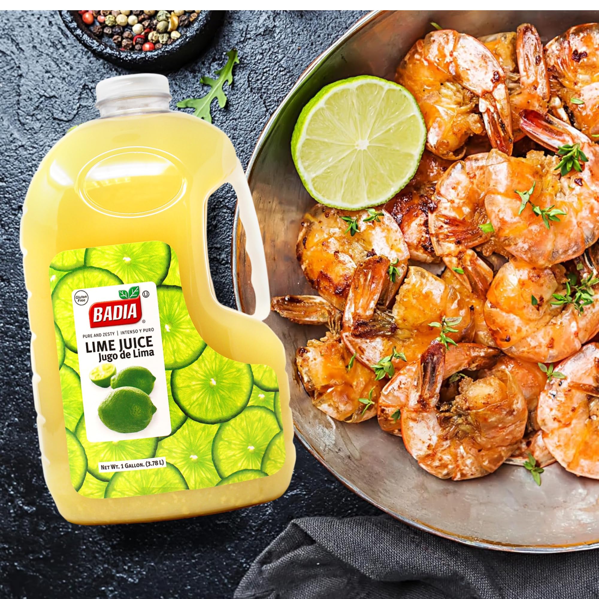 Badia Lime Juice 128 fl oz - Tangy Citrus Flavor from Real Limes, for Cooking, Cocktails, Dressings, Marinades & Beverages