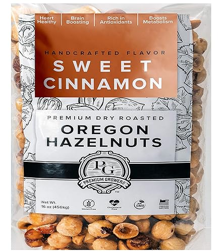 Oregon Farm To Table - Hazelnuts from Premium Growers - Dry Roasted - Sweet Cinnamon - Kosher Certified -1 LB