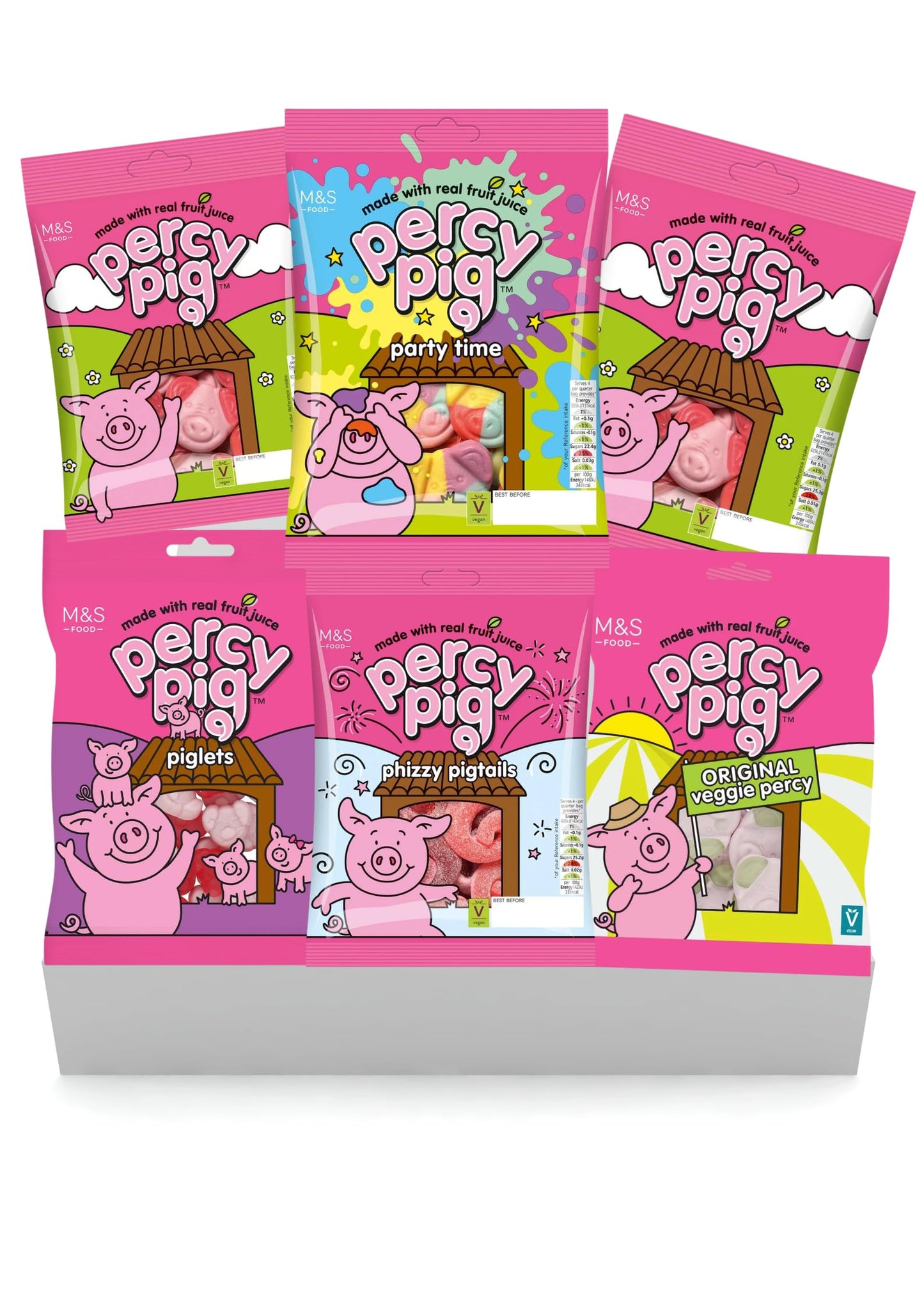 AMBARII Percy Pig Premium Gift Hamper Set | Gift Box | 6 Pack Gift Box | Party Time | Phizzy Pigtail