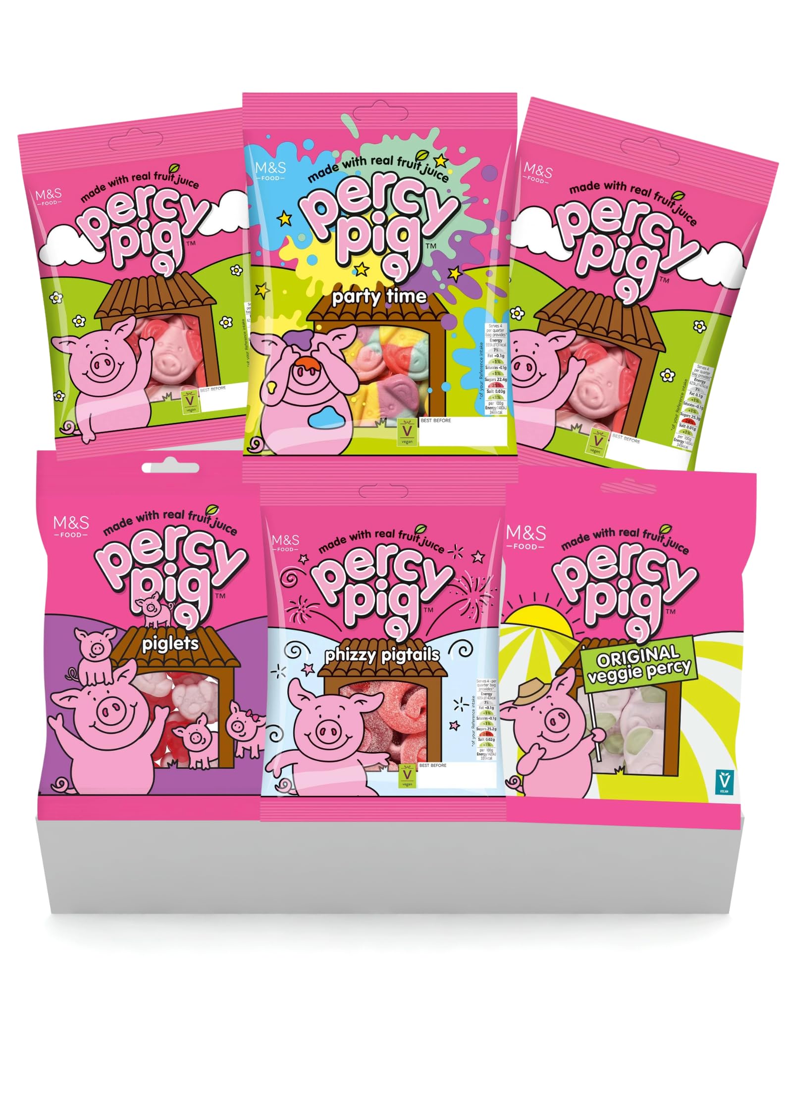 AMBARII Percy Pig Premium Gift Hamper Set | Gift Box | 6 Pack Gift Box | Party Time | Phizzy Pigtail