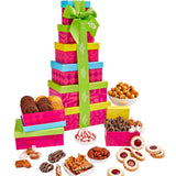 Gluten Free Palace Gift Basket Tower - Premium Gift Basket for Father's Day - 6?Tier Elegant Gluten Free Cookie Treat Tower for Families