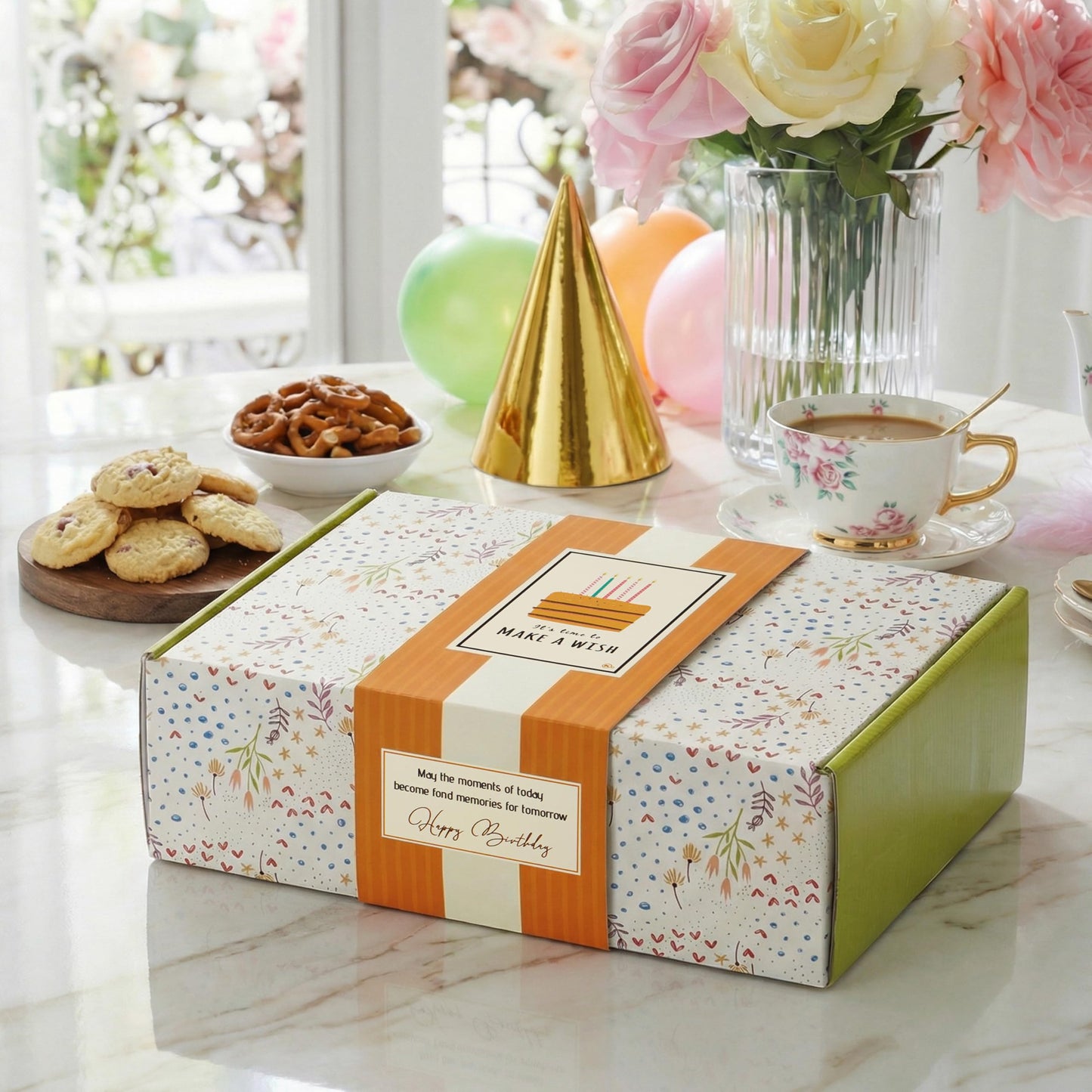 Broadway Basketeers Happy Birthday Gift Box - Gourmet Delight - Curated Snack Box - Sweet and Savory Treats for Parties - Birthday Presents for Women