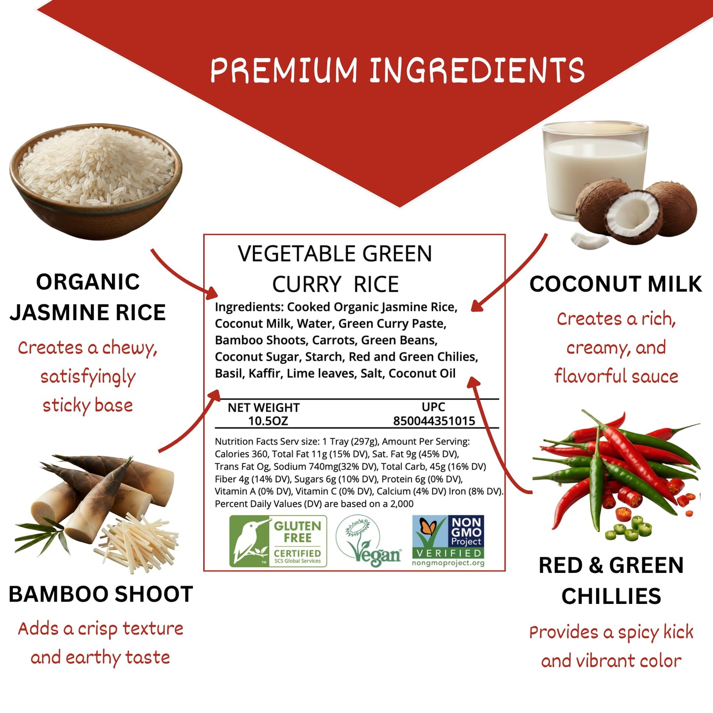 24Vegan Organic Thai Green Curry with Jasmine Rice, Vegan Thai Curry, Non-GMO, No MSG, Gluten-Free, Instant Curry Meal, Just Heat & Eat - Pack of 1