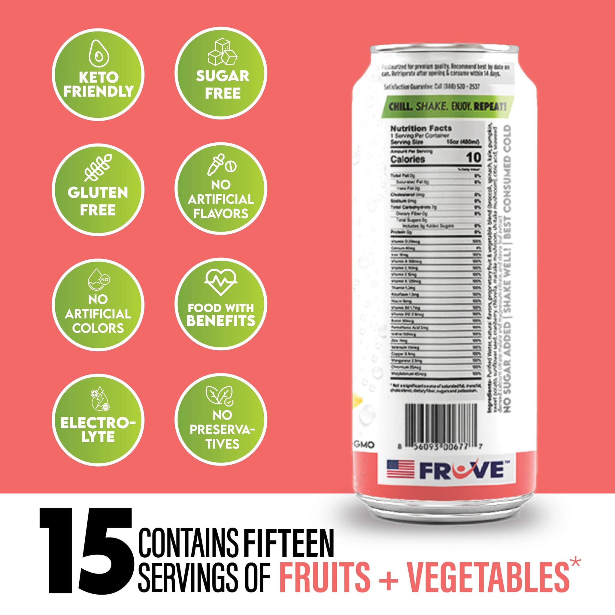FrUve Super Water | Pineapple Strawberry Flavor | 12 16oz Cans | Healthy Drink | Zero Sugar | Low Calorie Drink | Powerful Antioxidants | Boosts