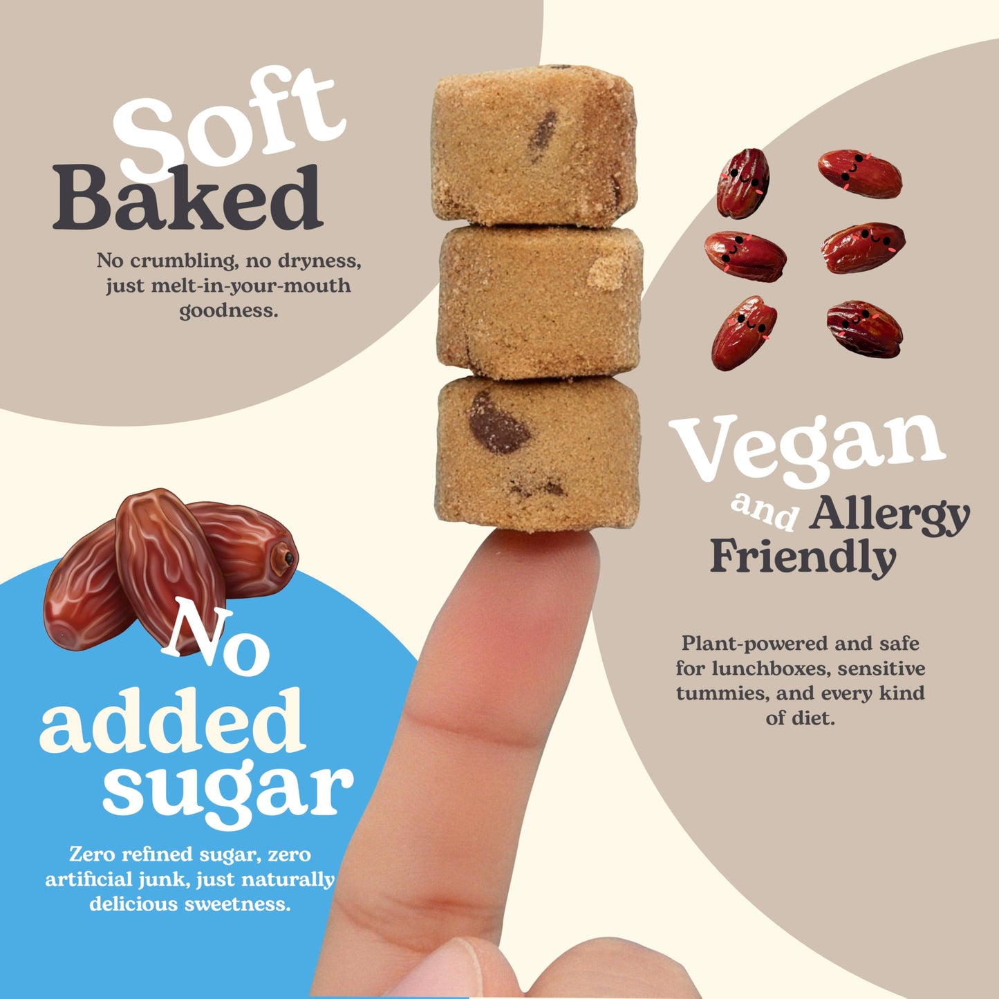 Unicorn Bites Mini Soft Baked Cookies (Variety 3-Pack) - Healthy Low Sugar Snacks for Kids, Naturally Sweetened with Dates - Moist, Dense, Chewy