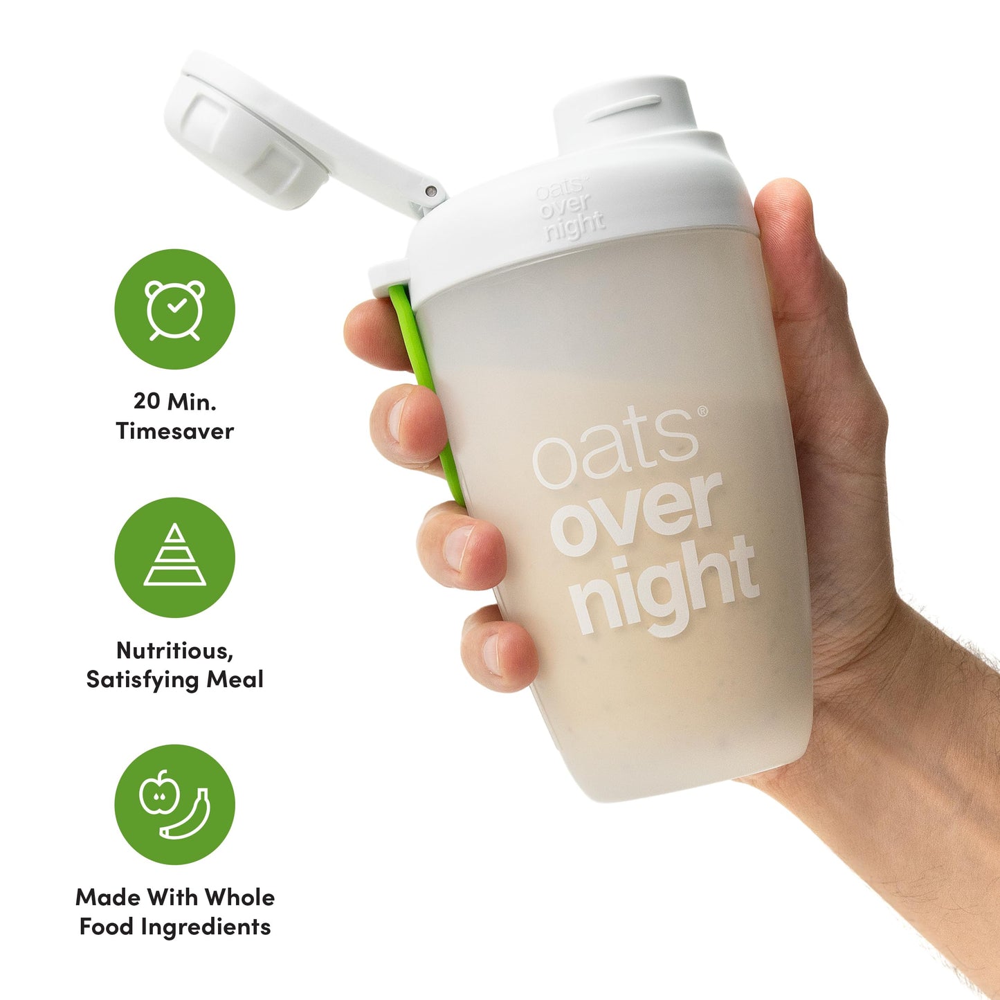 Oats Overnight Mint Chocolate Chip - Overnight Oats with 20g Protein, High Fiber Breakfast Protein Shake - Gluten Free Oatmeal, Non GMO High Protein