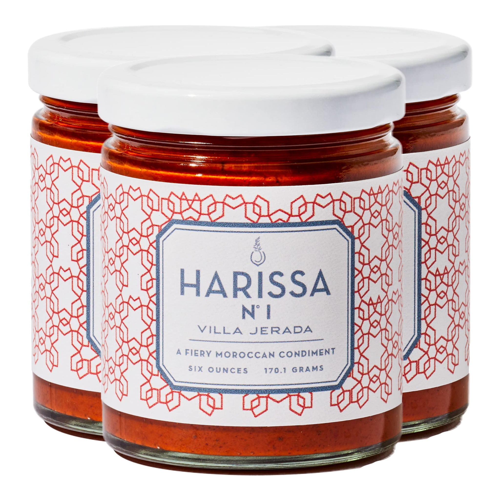 Villa Jerada, Harissa, 6 oz Fiery Moroccan Condiment, Impart The Perfect Amount of Savory, Tang, and Spice to Any Meal (HARISSA - 3 JARS)
