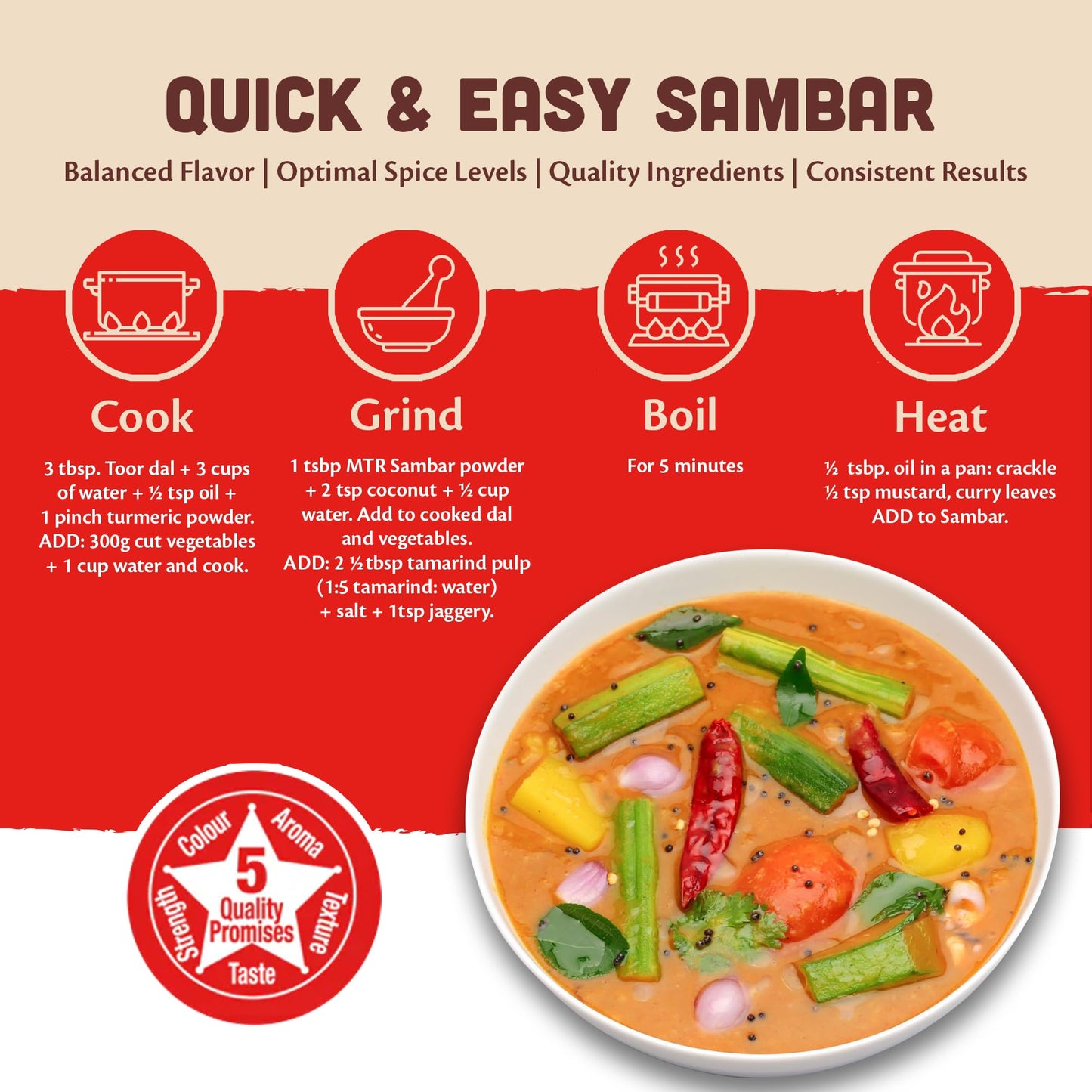 MTR Indian Spices Masala Sambar Powder - Indian Curry, Sambar Broth, 6 Pack