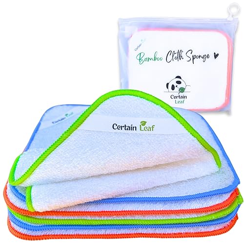 Certain Leaf Kitchen Dish Cloths & Towels - Reusable Double-Layered Rayon derived from Bamboo Cloth, Super Absorbent Fast Drying Non-Scratch Kitchen