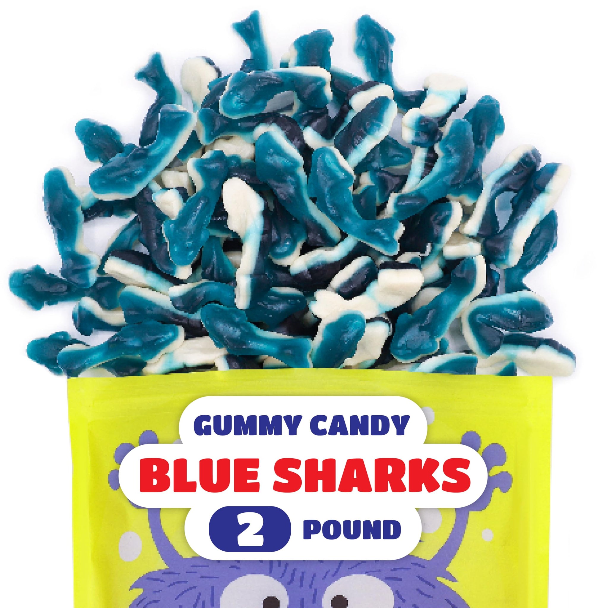 Blue Sharks Gummy Candy - 2 Pound Bulk Bag of Blue Raspberry Shark Gummies - Fun Candy for Buffets, Beach Parties, Goody Bags and Ocean Themed Events
