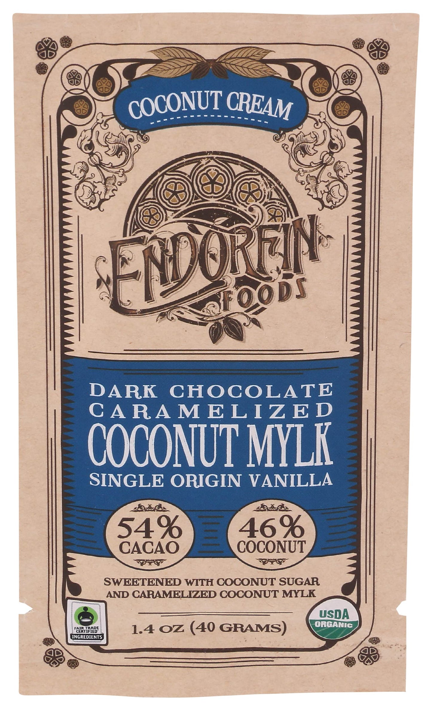 Endorfin Foods, Chocolate Bar Coconut Dream 54% Cacao, 1.4 Ounce