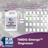 BLUE BEAR 700DG Emerge Degreaser Low-Odor, Biodegradable Cleaner Removes Oil, Grease, Dirt & Grime from Concrete, Tile, Wood, Stone & Tools Safe