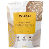 Waka Premium Instant Coffee Pouches - 100% Arabica Freeze Dried Beans - For Hot or Iced Coffee (8 Ounces, House Roast)