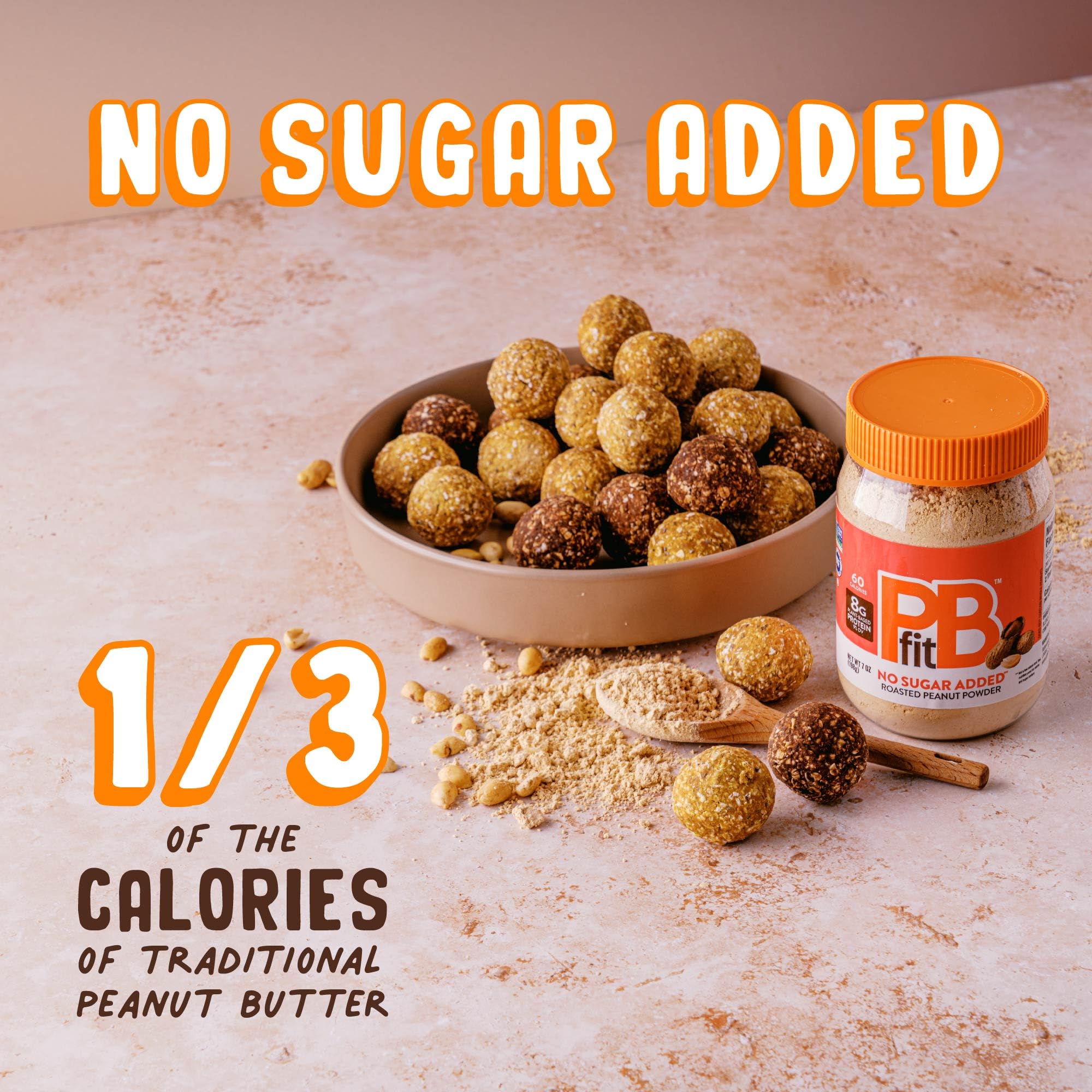 PBfit 7 Ounce No Sugar Added Peanut Butter Powder, Powdered Peanut Butter Spread from Real Roasted Peanuts, 8g Protein, Made with Allulose and Monk