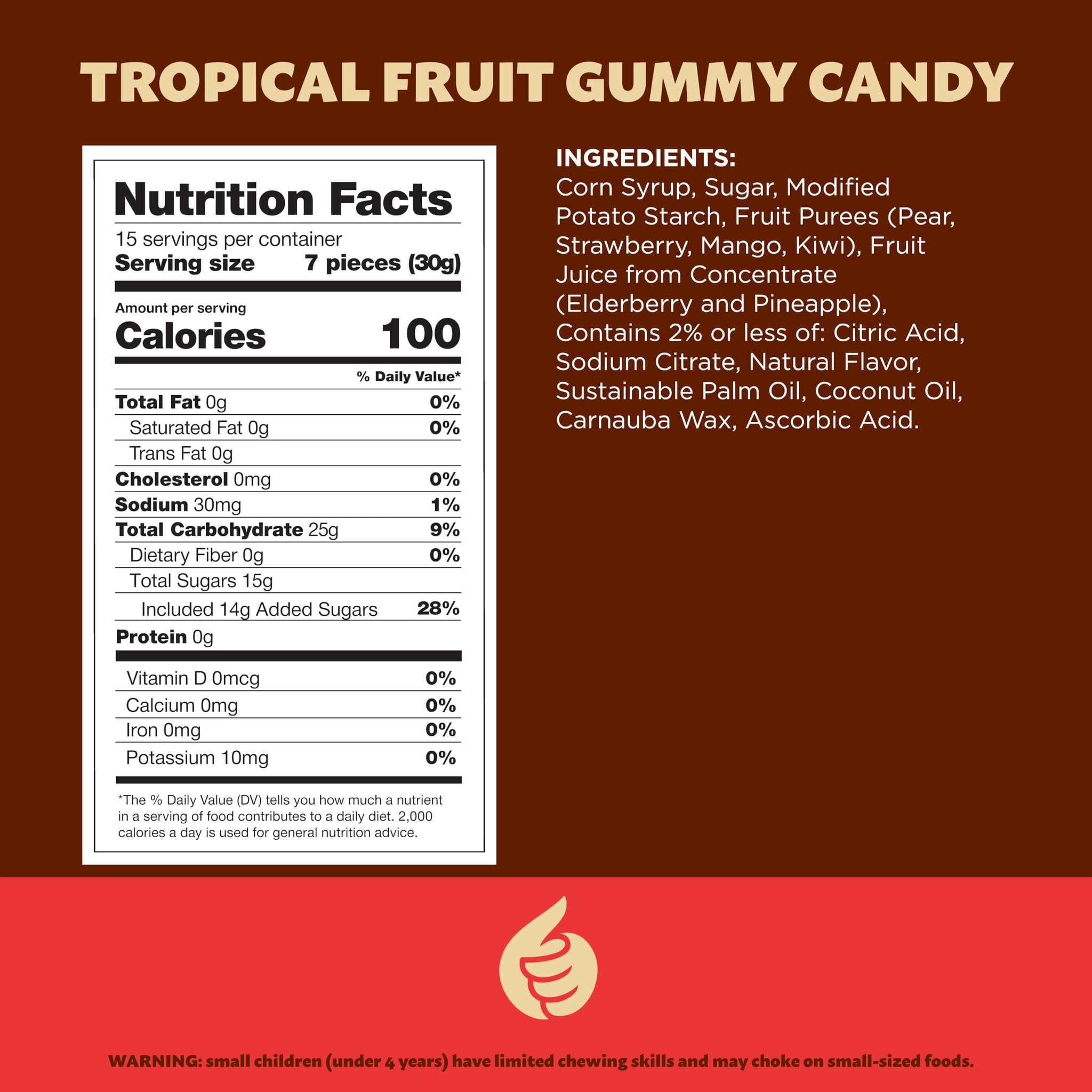 Tropical Fruit Jelly Candy Mix 1-Pound Bag | Vegan Gummies with Real Fruit Puree | Assorted Flavors | Gelatin Free Plant Based Texture | Dye Free