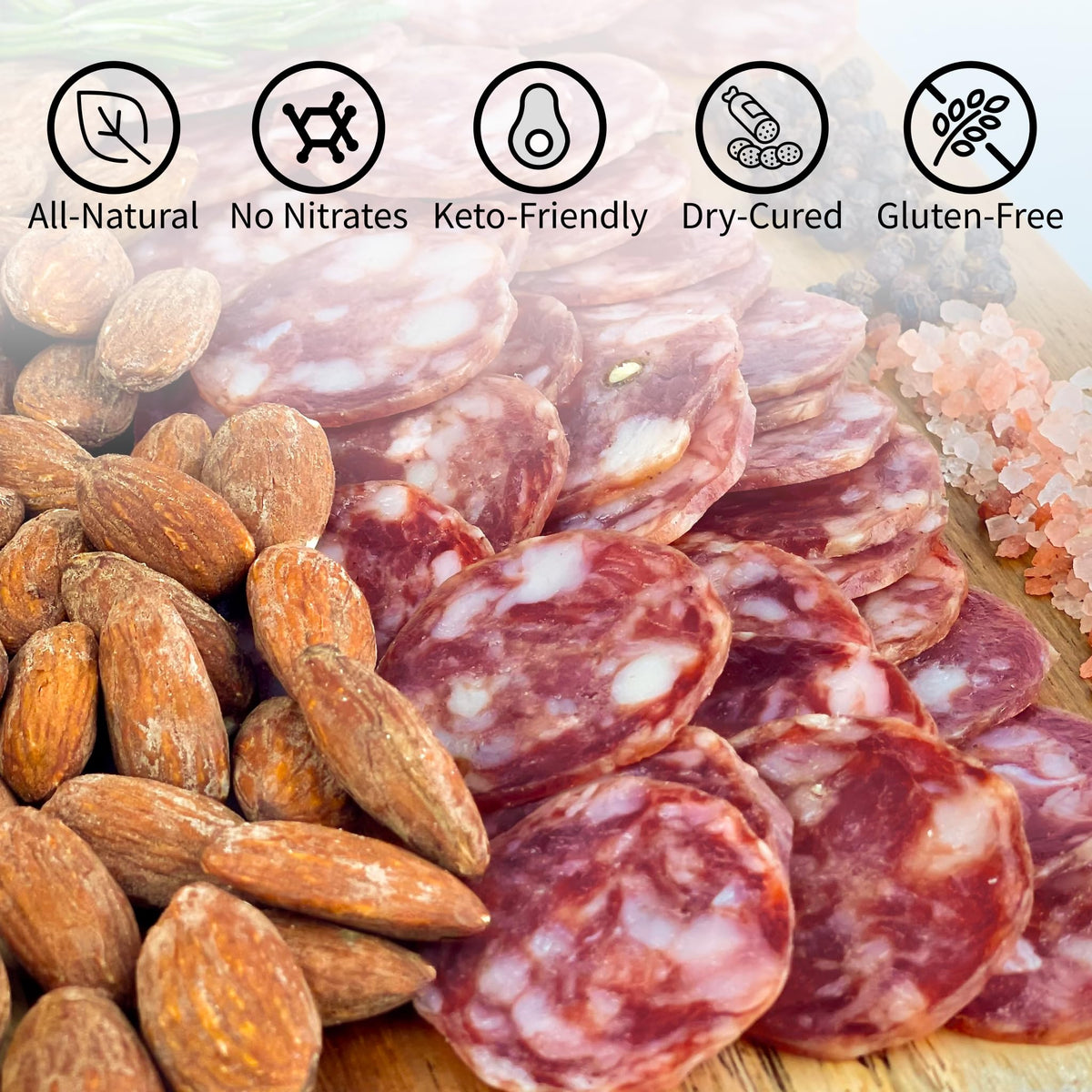 Angel's Salumi Nostrano Salami - 5.5oz Gourmet Artisanal Charcuterie - Humanely Raised, Vegetarian Fed, Antibiotic, Hormone, Nitrite, and MSG-Free