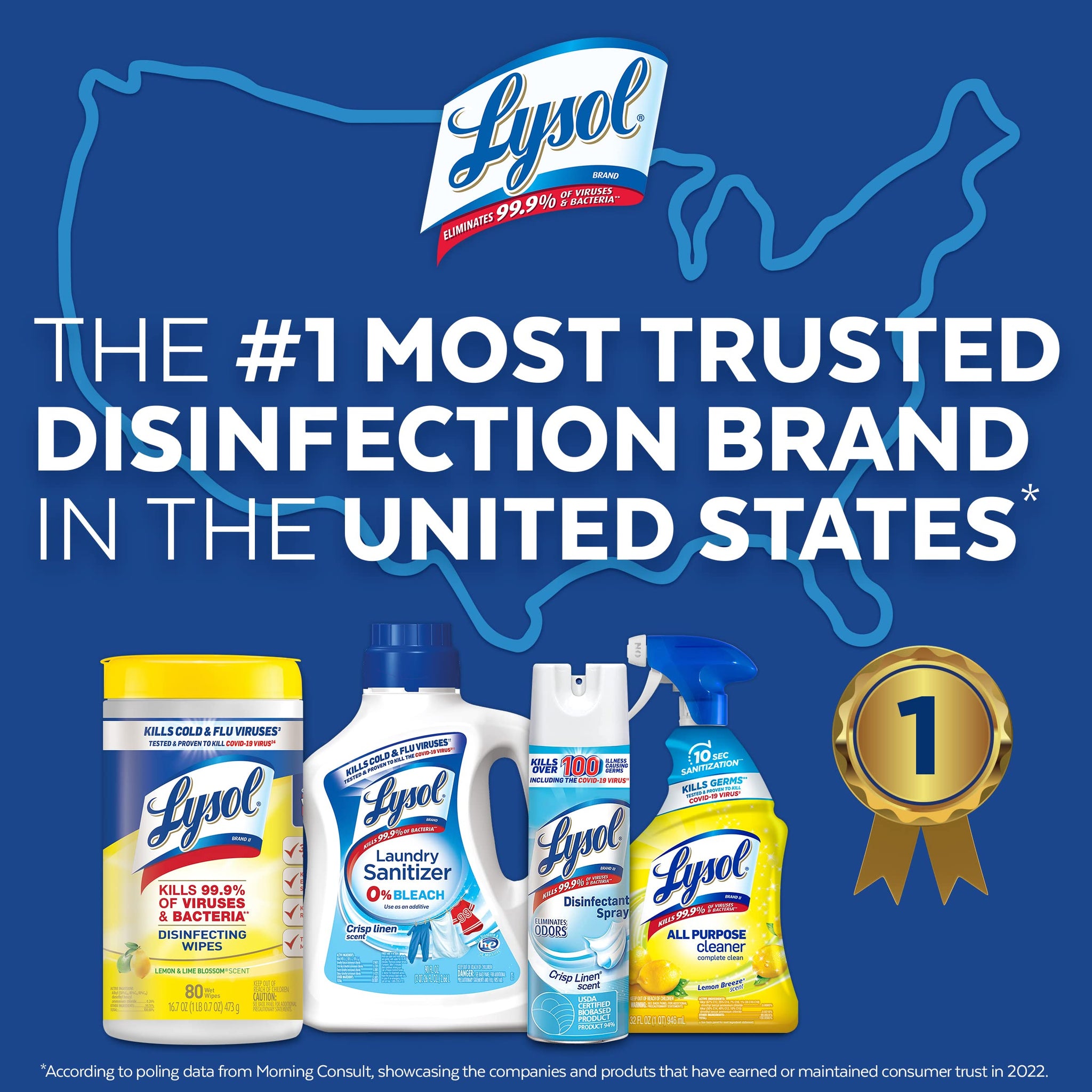 LYSOL 89346CT Disinfecting Wipes, Crisp Linen Scent, 7 x 8, 80/Canister, 6 Canister/Carton