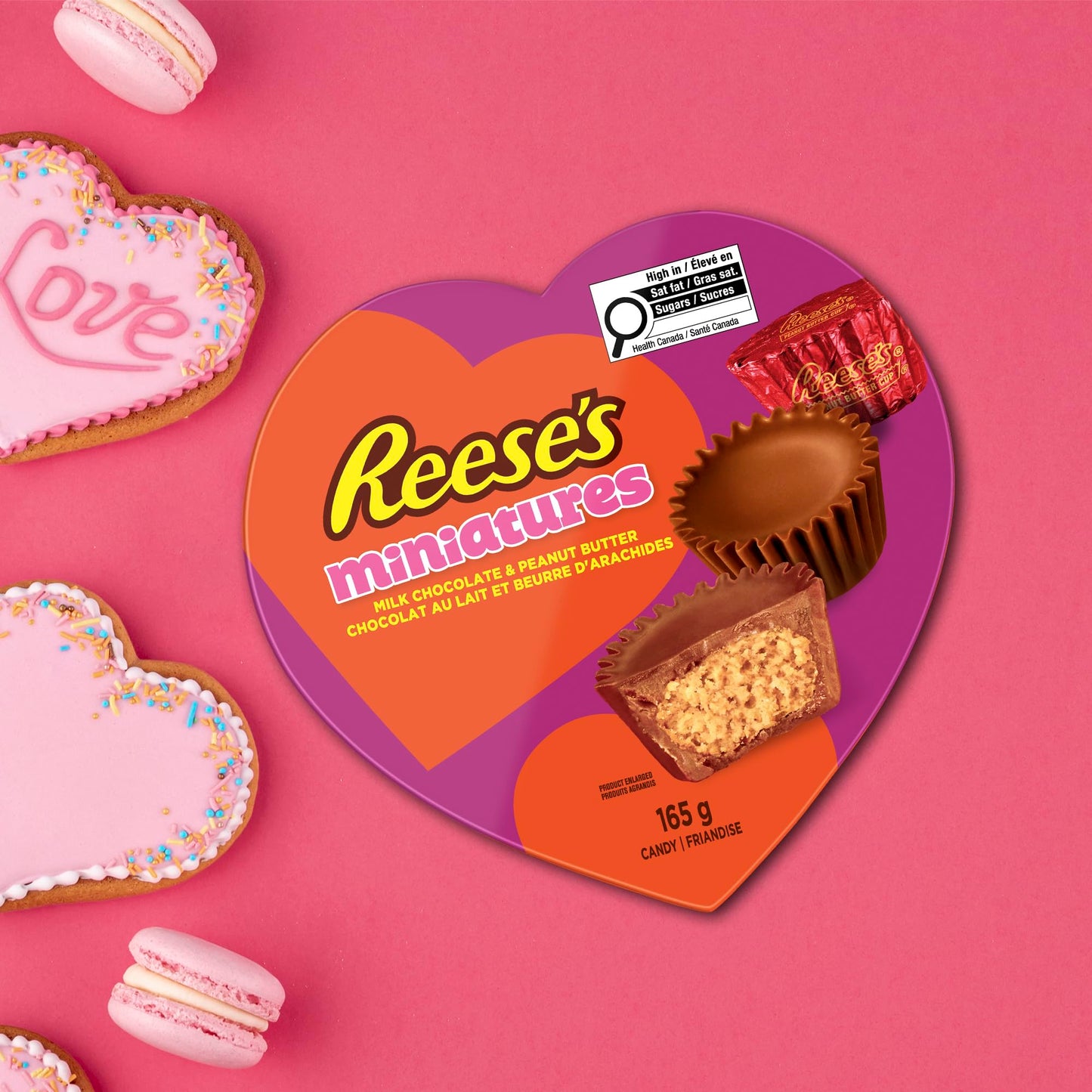 Reese Valentines Chocolate Peanut Butter Candy, Heart Shaped Gift, 165g/5.8oz {Imported from Canada}