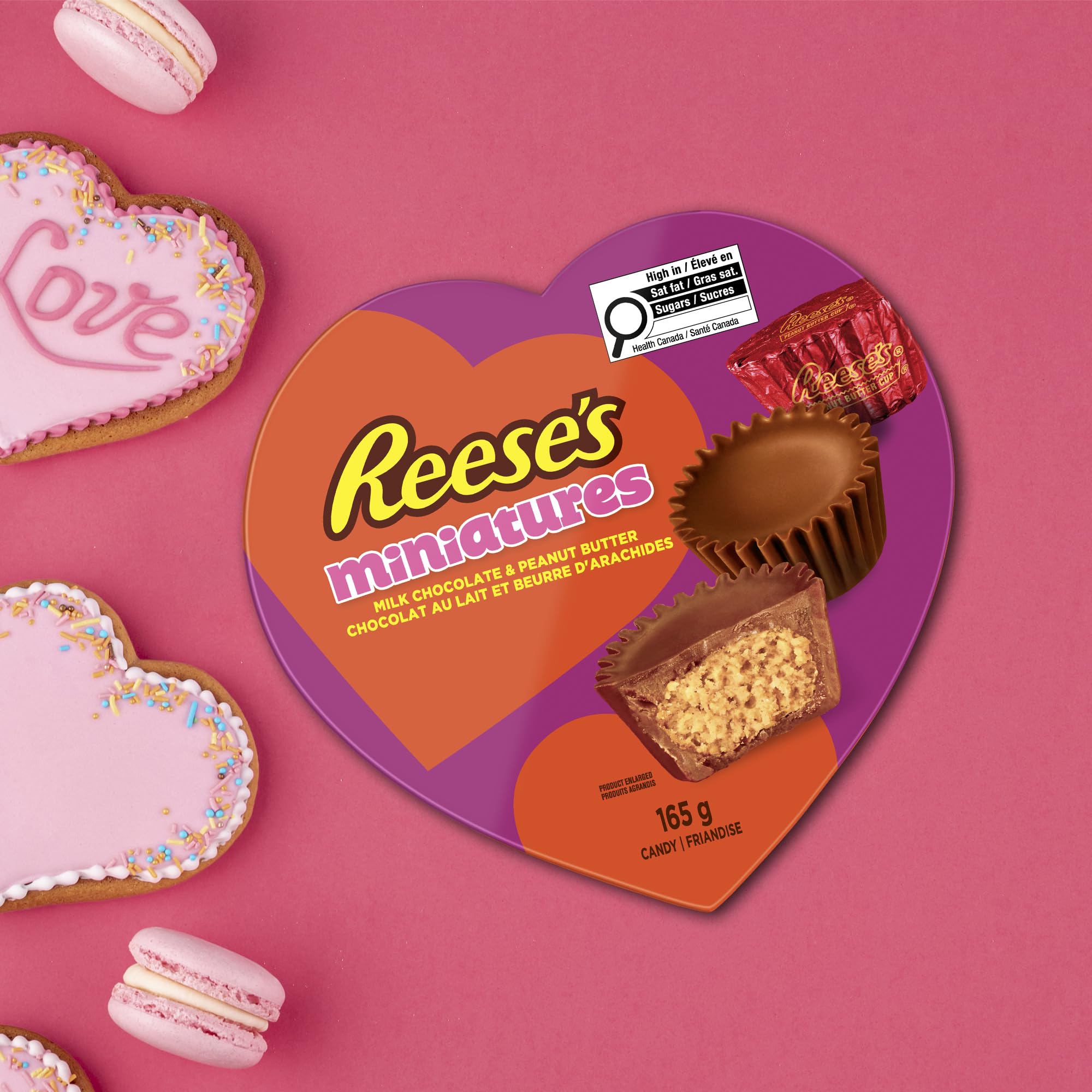 Reese Valentines Chocolate Peanut Butter Candy, Heart Shaped Gift, 165g/5.8oz {Imported from Canada}