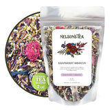 Nelson's Tea Raspberry Hibiscus Tea - Caffeine Free, Cut & Sifted Green Rooibos, Honeybush, Dried Raspberries, Acai, and Pomegranate Loose Leaf (2 oz)