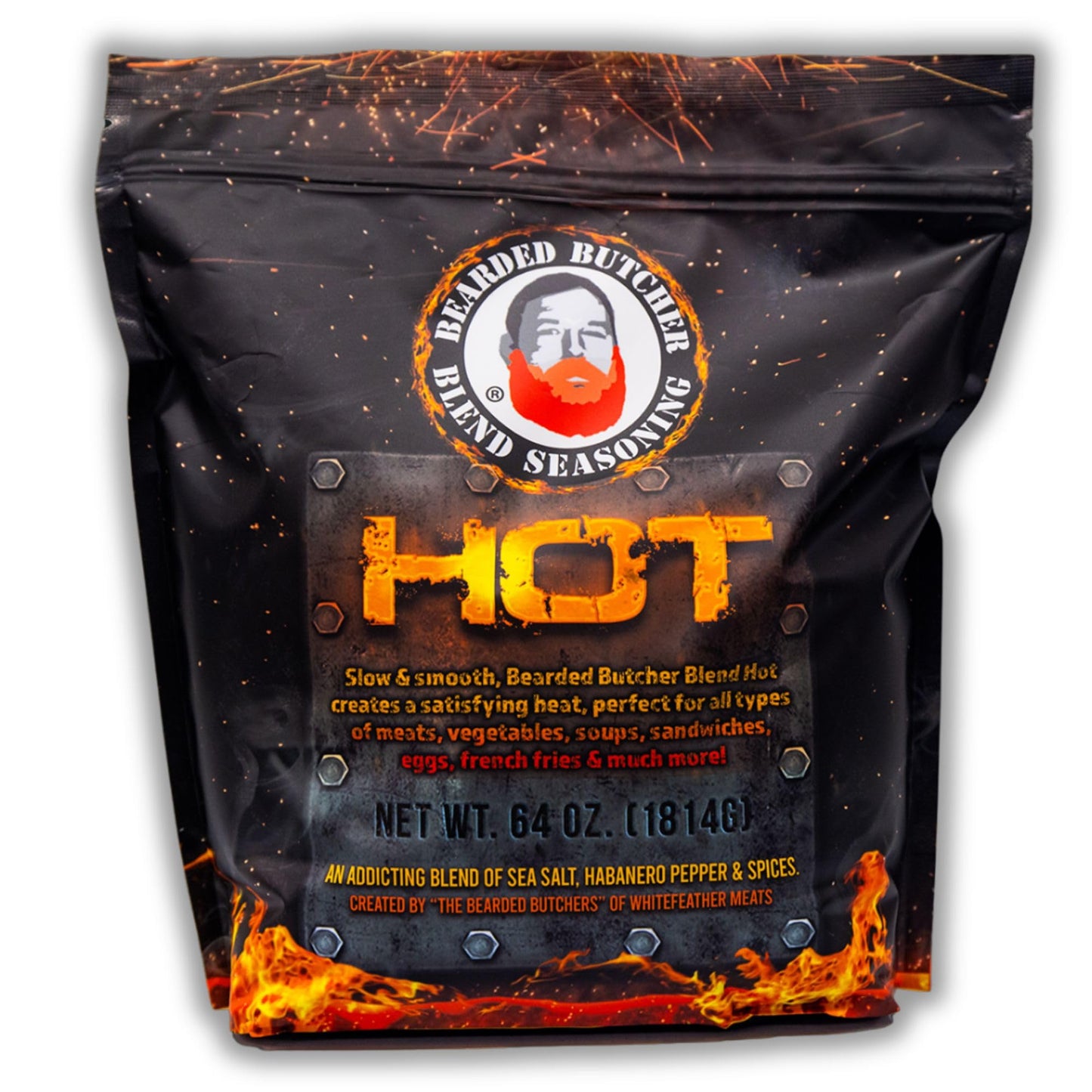 Bearded Butchers Hot Blend Seasoning, 64 oz Bag (4 lbs) - Habanero Hot Spice for Steaks, Burgers, Soups, Roasts, and Game Meats - No MSG, Gluten-Free